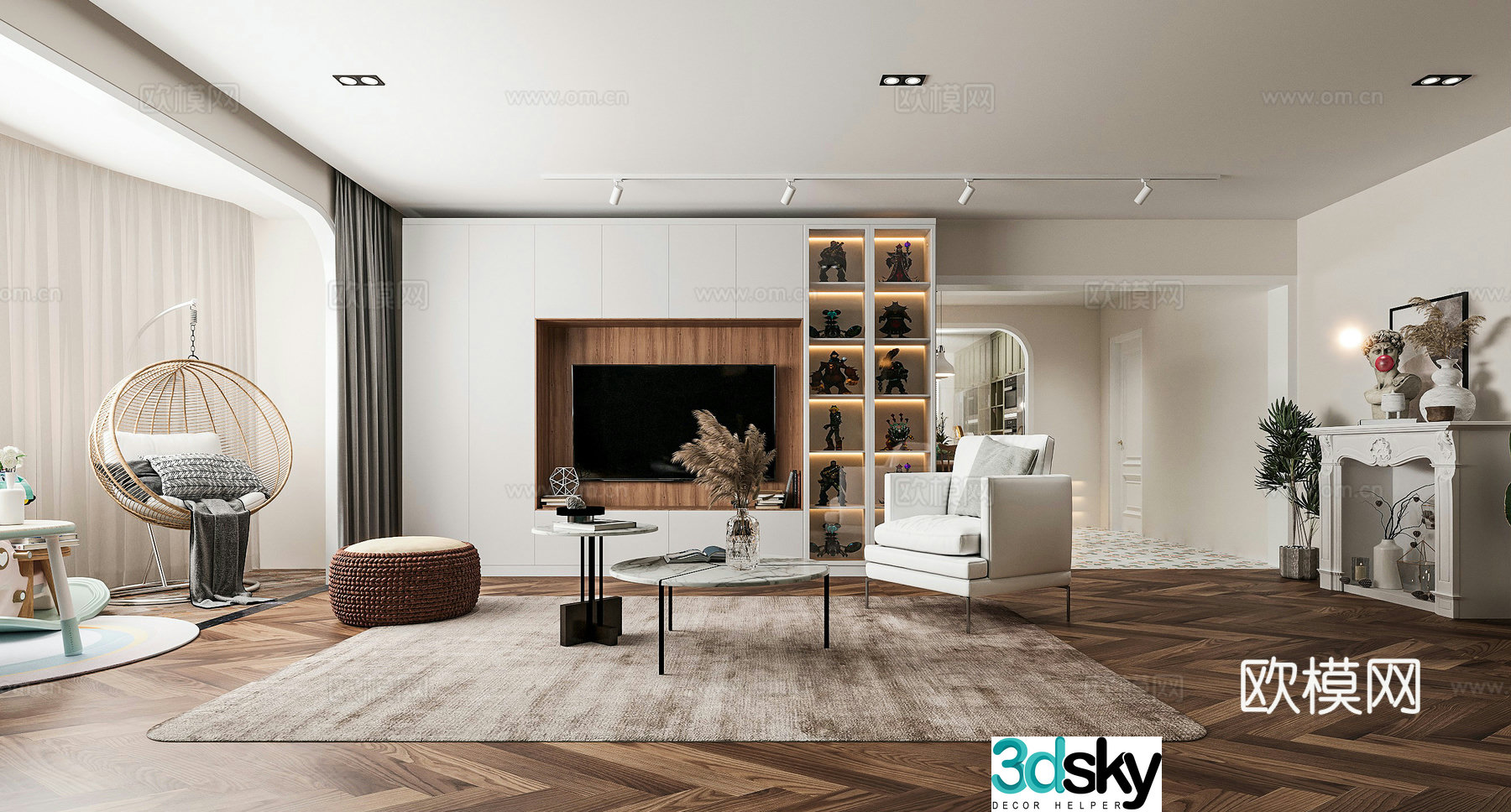 American living room 3d model