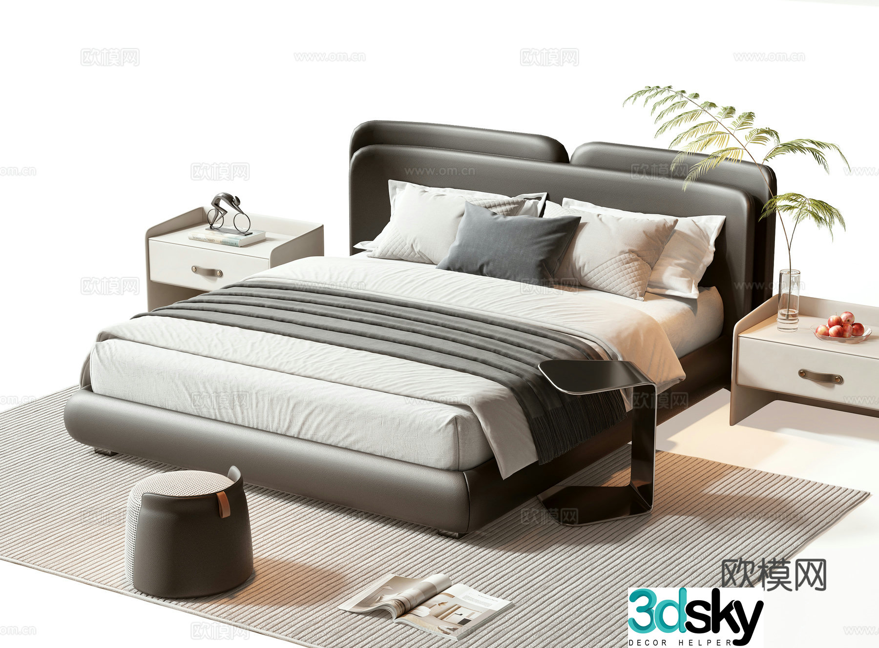 Minotti modern double bed 3d model