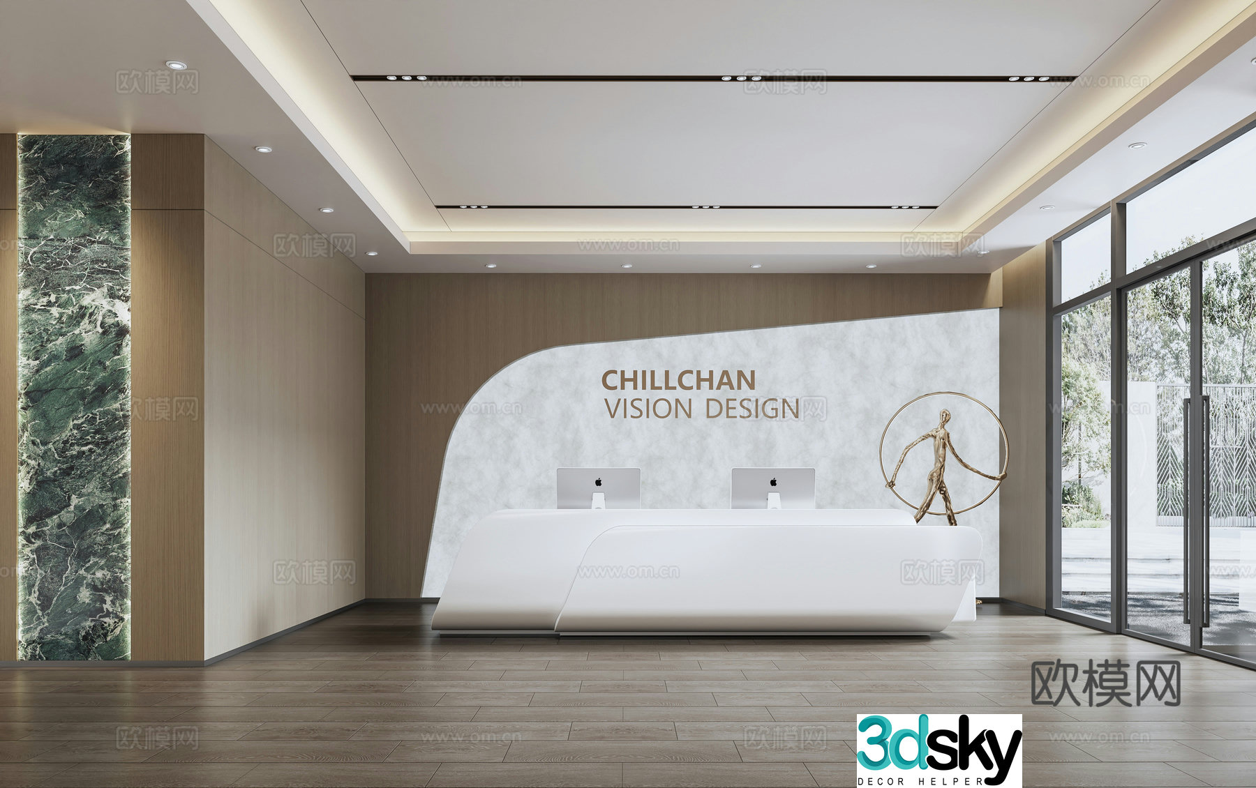 Modern company front desk 3D model