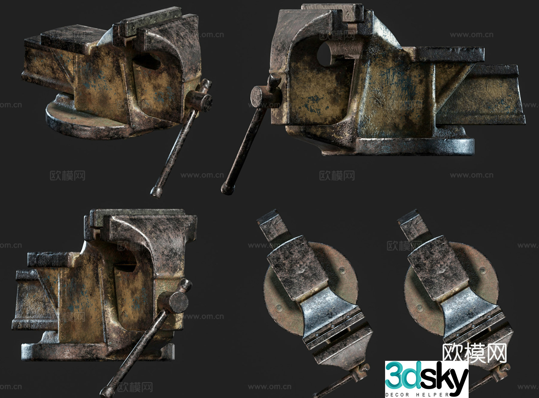 Retro vise base vintage old vise pliers tool industrial equipment hardware vise old 3d model