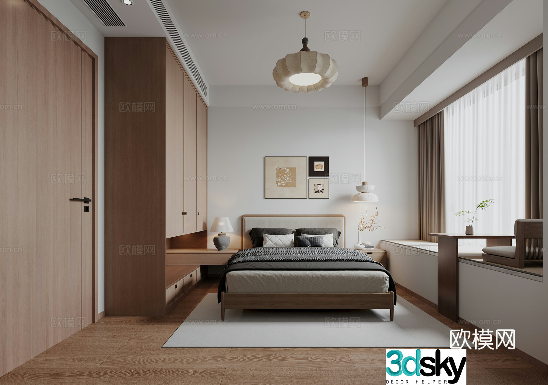 New Chinese bedroom 3D model