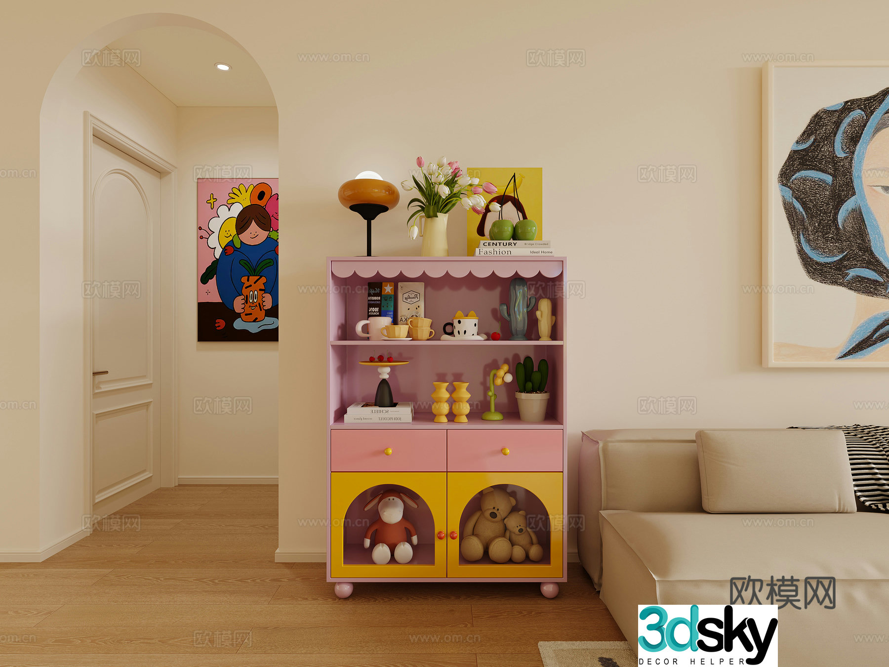 Creamy Dopamine Decorative Warehousing 3D Model