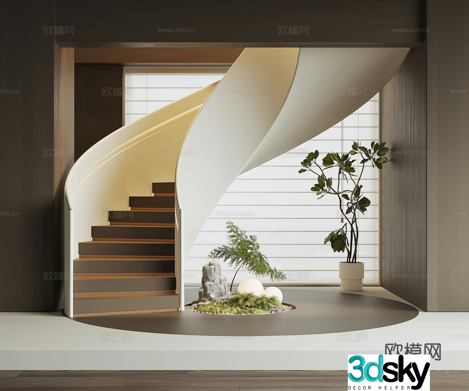 Modern spiral staircase 3d model