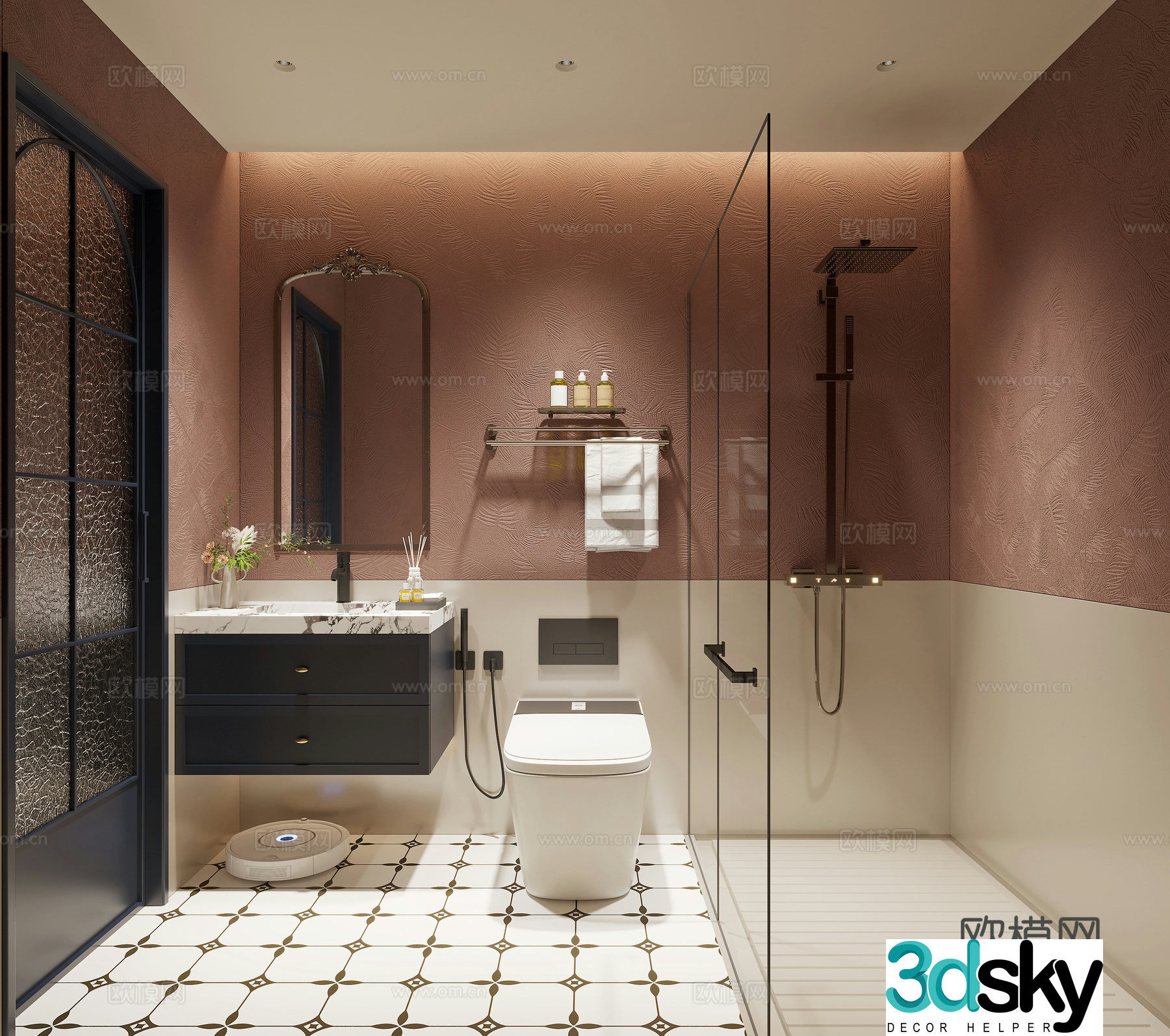 French retro bathroom 3d model