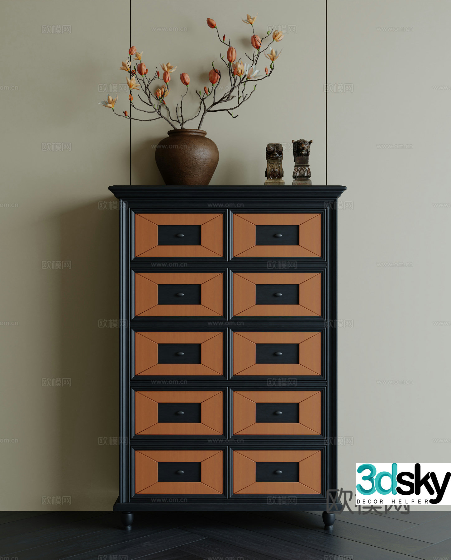French medieval style chest of drawers 3D model