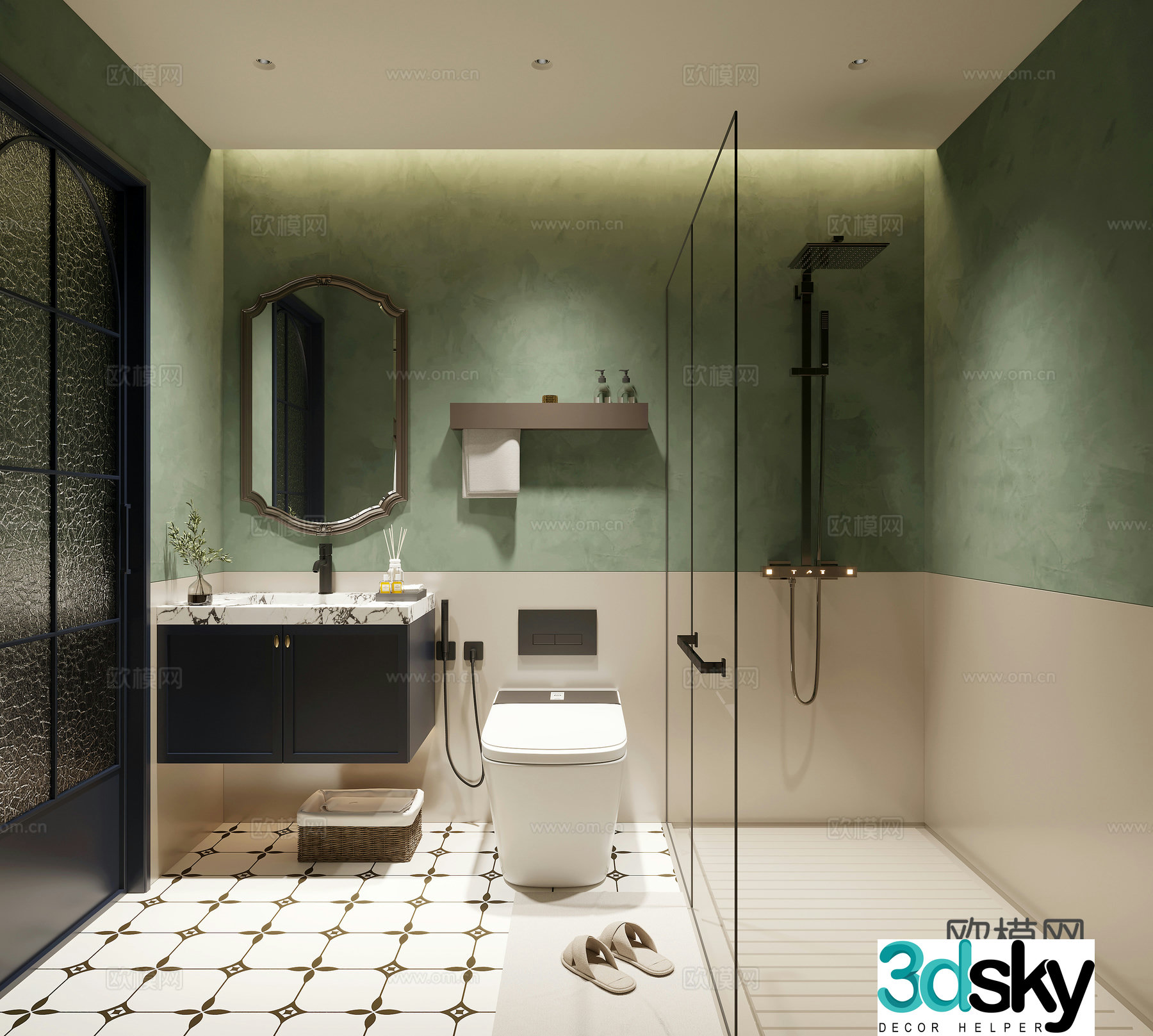French retro bathroom 3d model