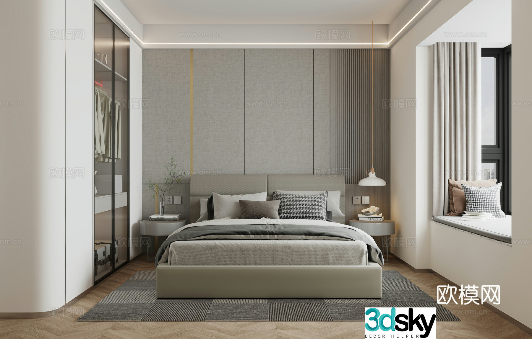 Modern light luxury bedroom 3d model
