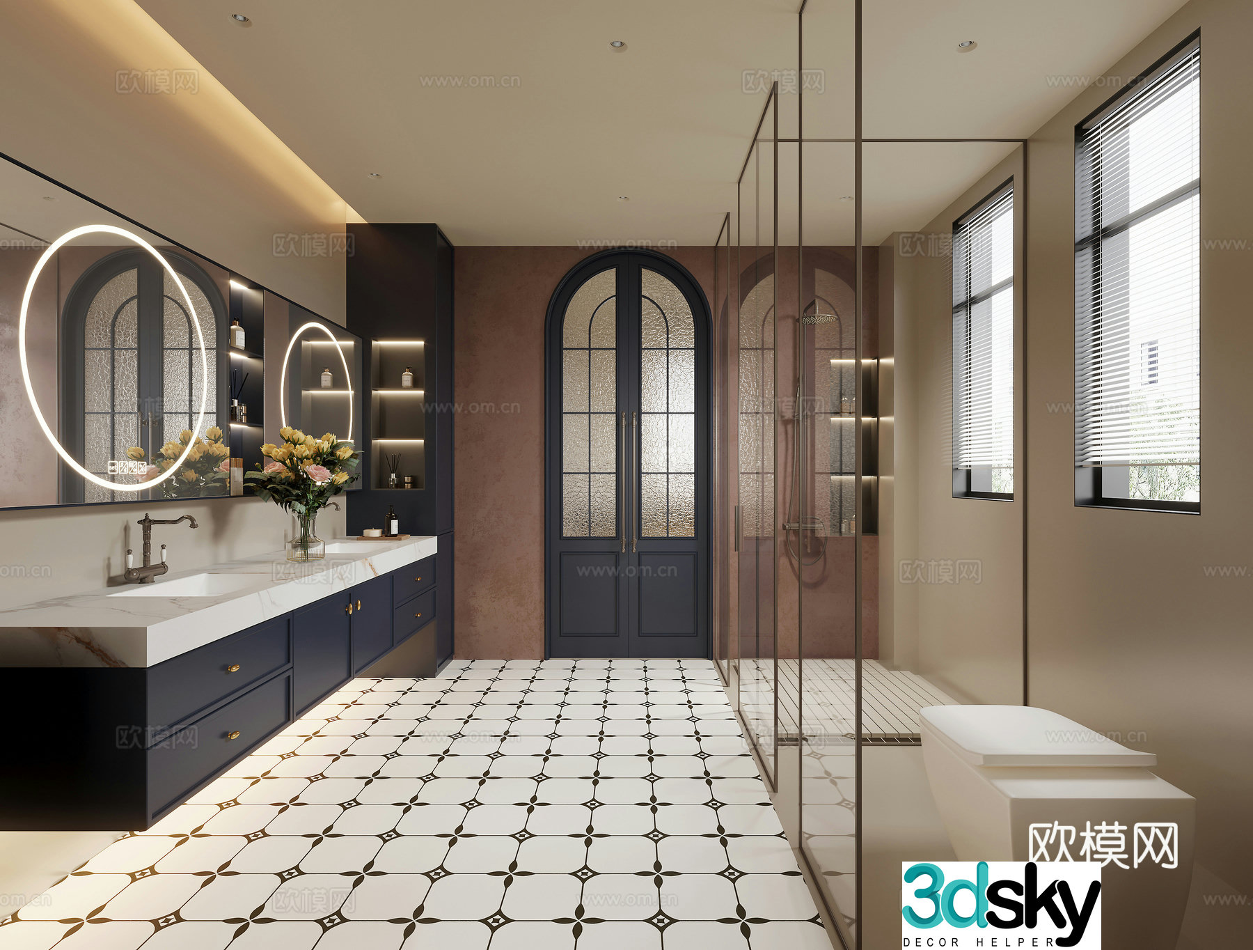 French retro bathroom 3d model