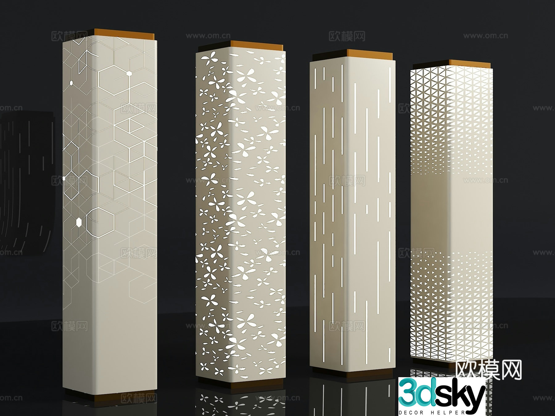 Modern pillars tech pillars punching pillars gradient pillars decorative pillars indoor pillars 3D model