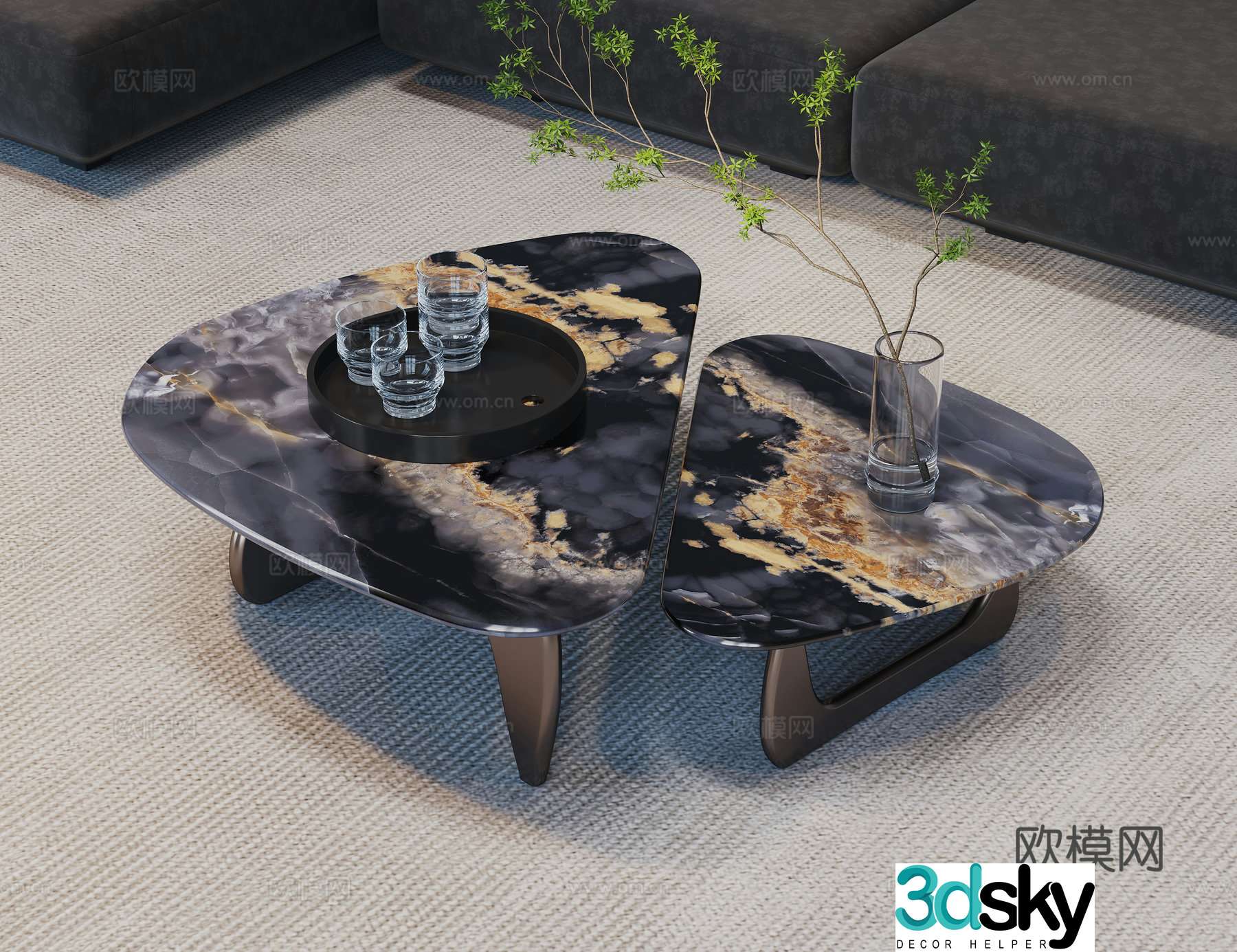 Modern coffee table marble coffee table special shape coffee table letter coffee table coffee table ornament 3D model