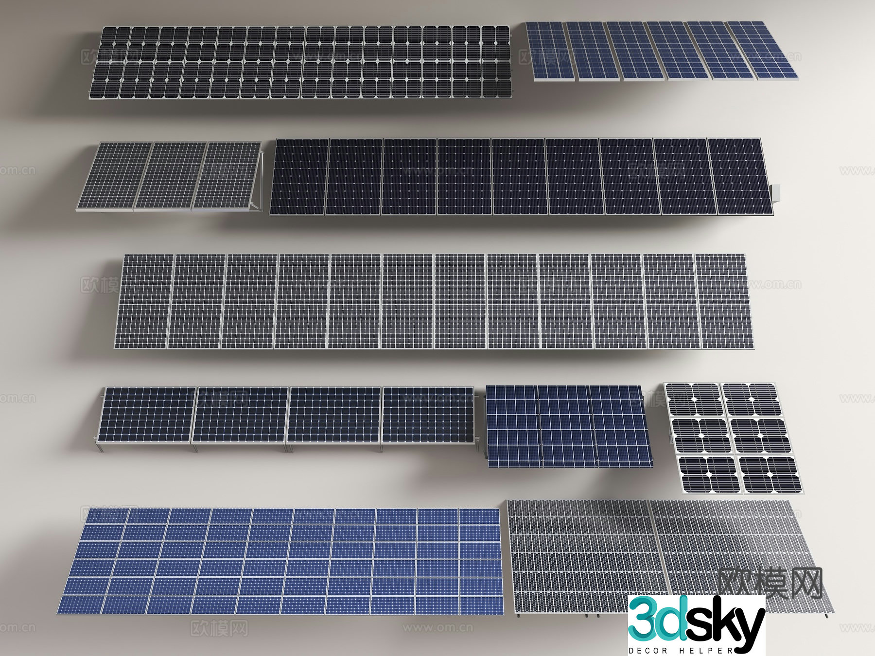 Solar panels Photovoltaic panels Solar equipment Industrial equipment Green energy Solar power generation 3D model