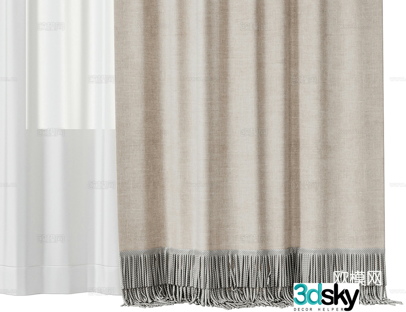 French light luxury universal curtain 3D model