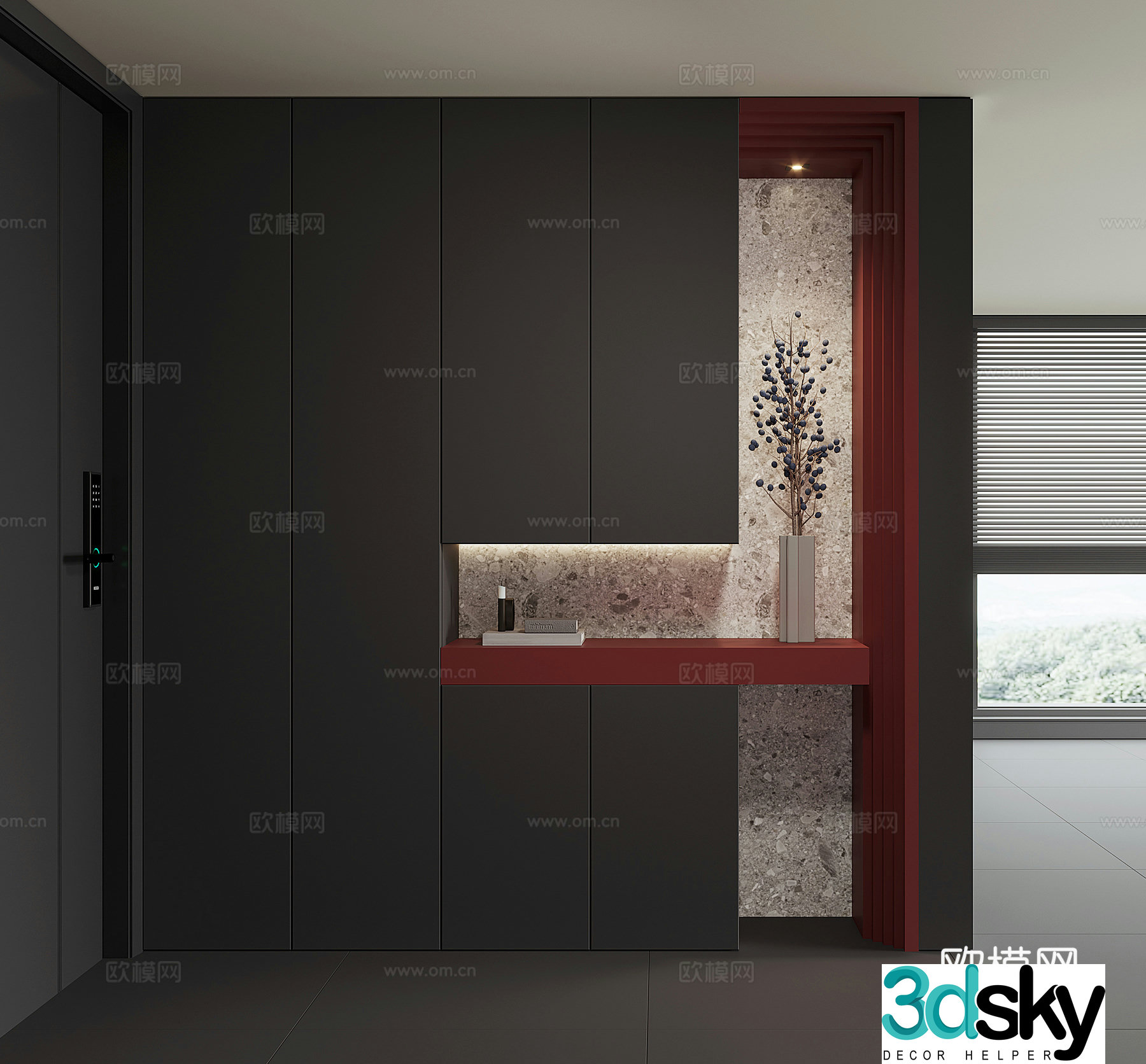 Modern home entrance shoe cabinet 3D model