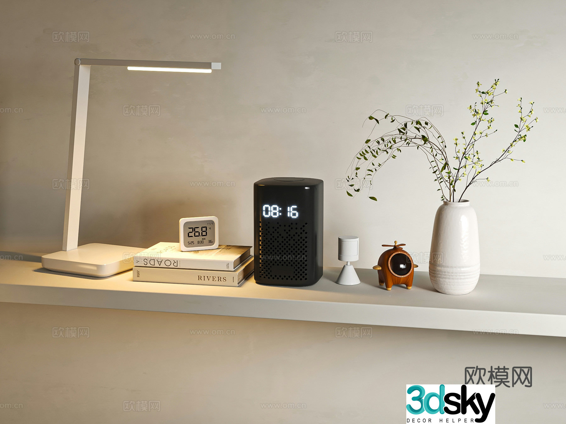 Xiaomi audio desk lamp smart alarm clock office ornament combination 3D model