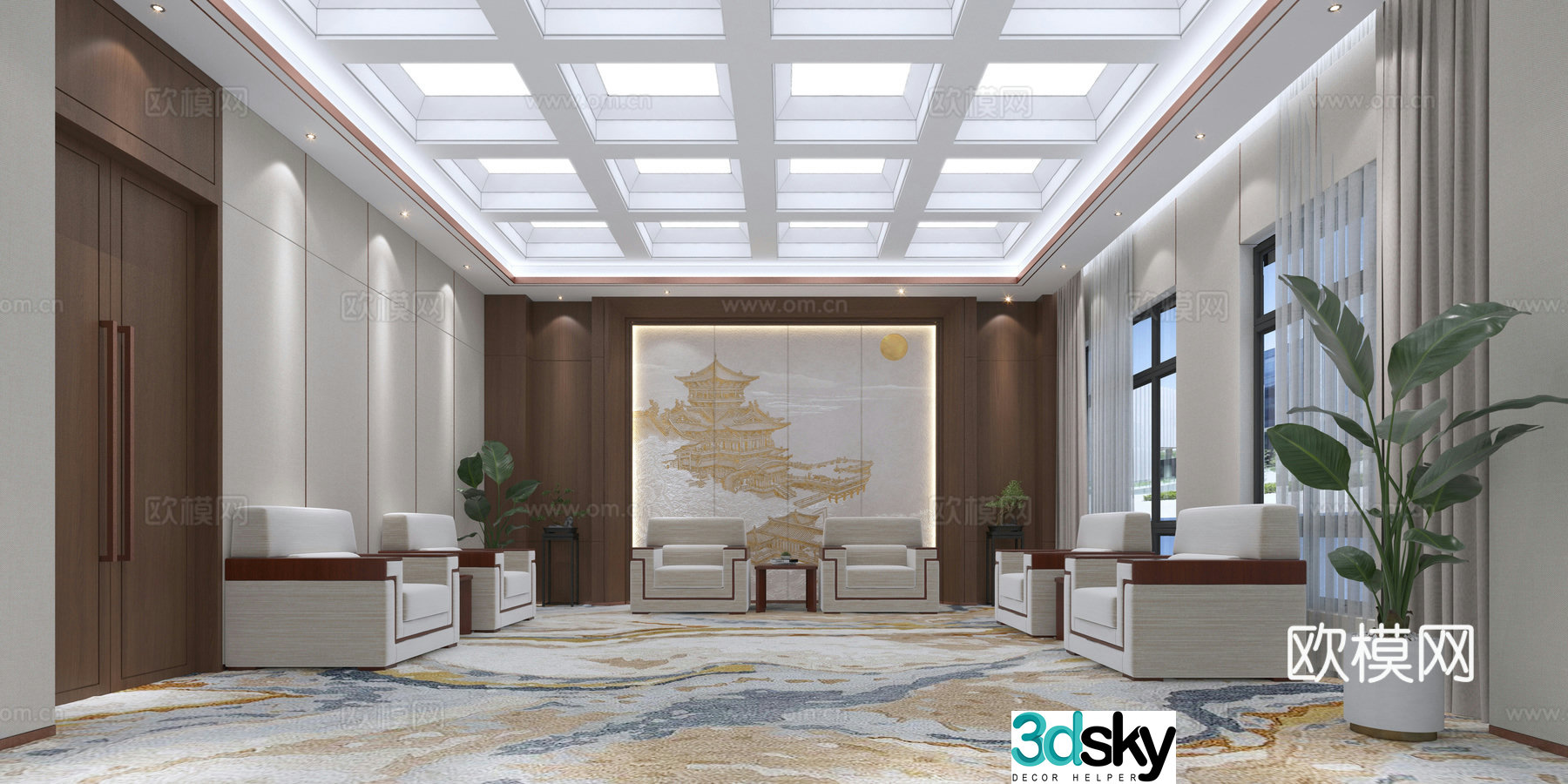 Modern reception room 3d model
