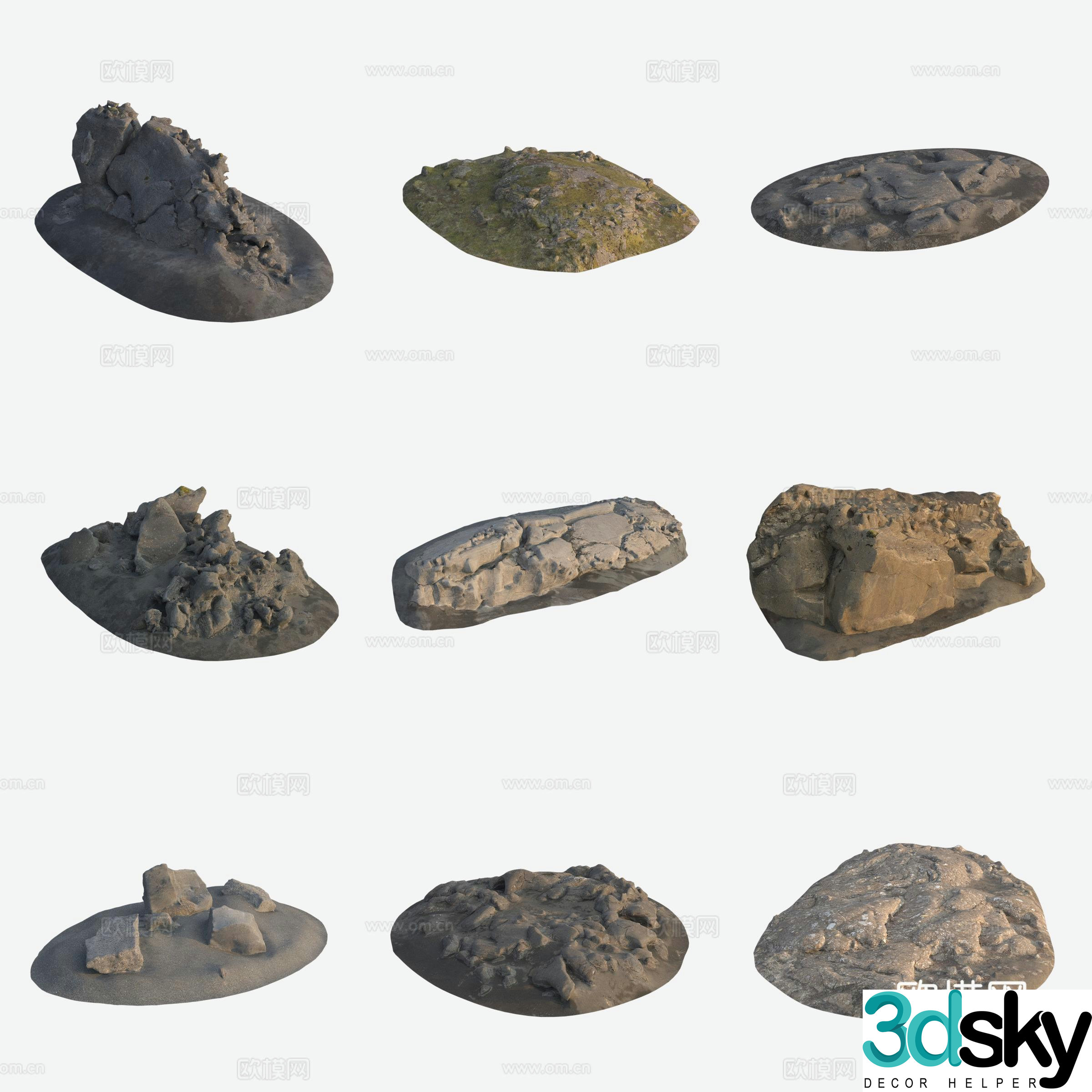 Rock volcanic stones big stones big stone pile 3d model