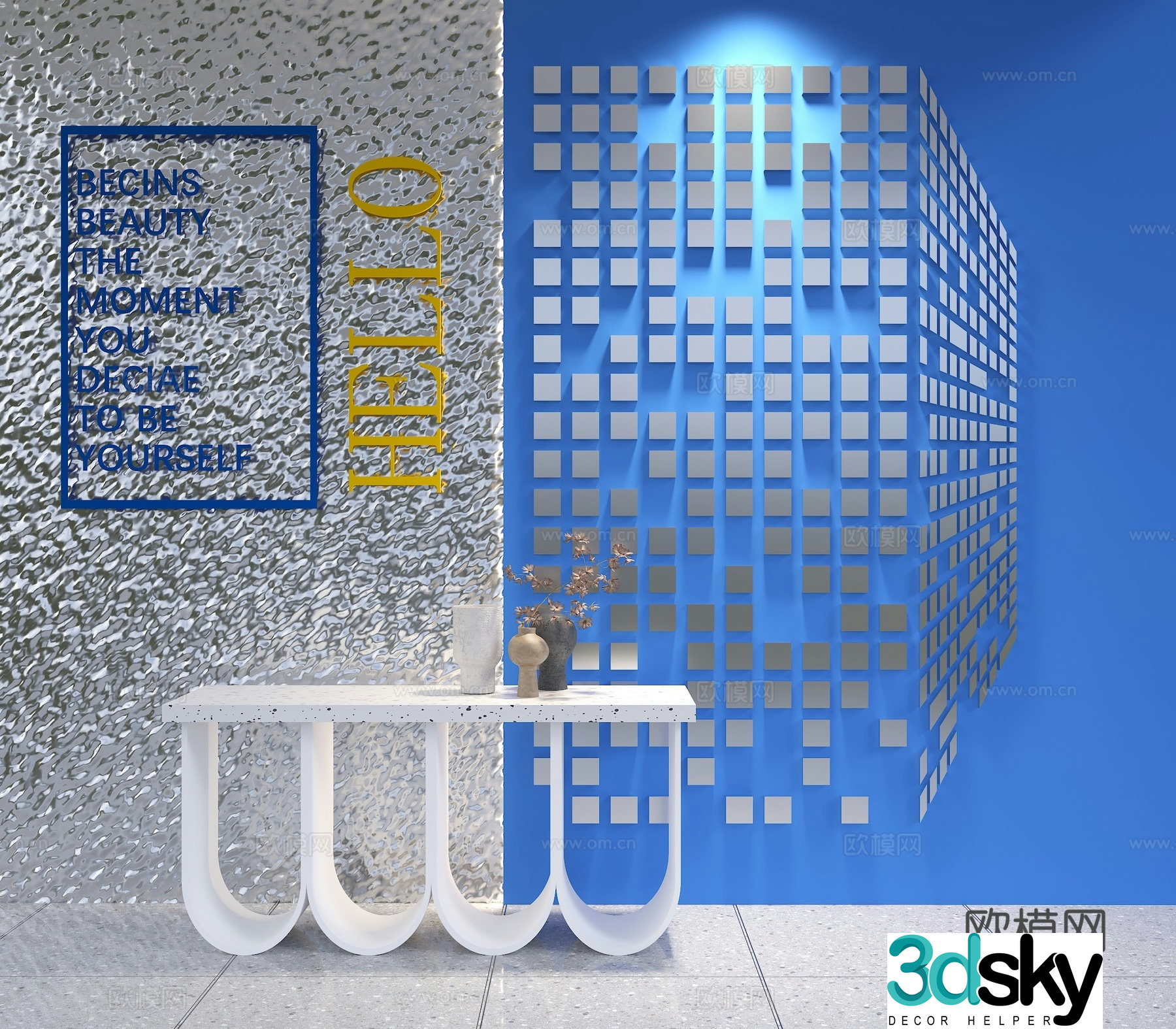 Internet celebrity atmosphere wall mosaic background wall creative decoration three-dimensional wall decoration front desk background wall 3d model