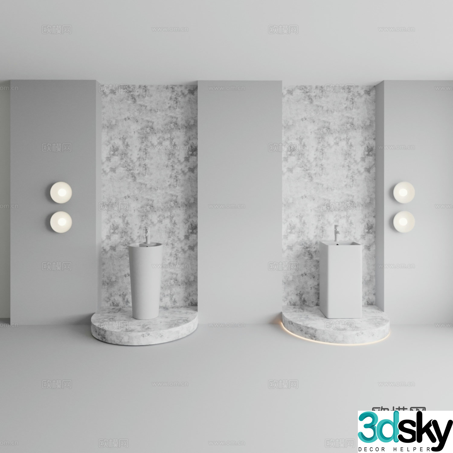 Wash basin white mold 3D model