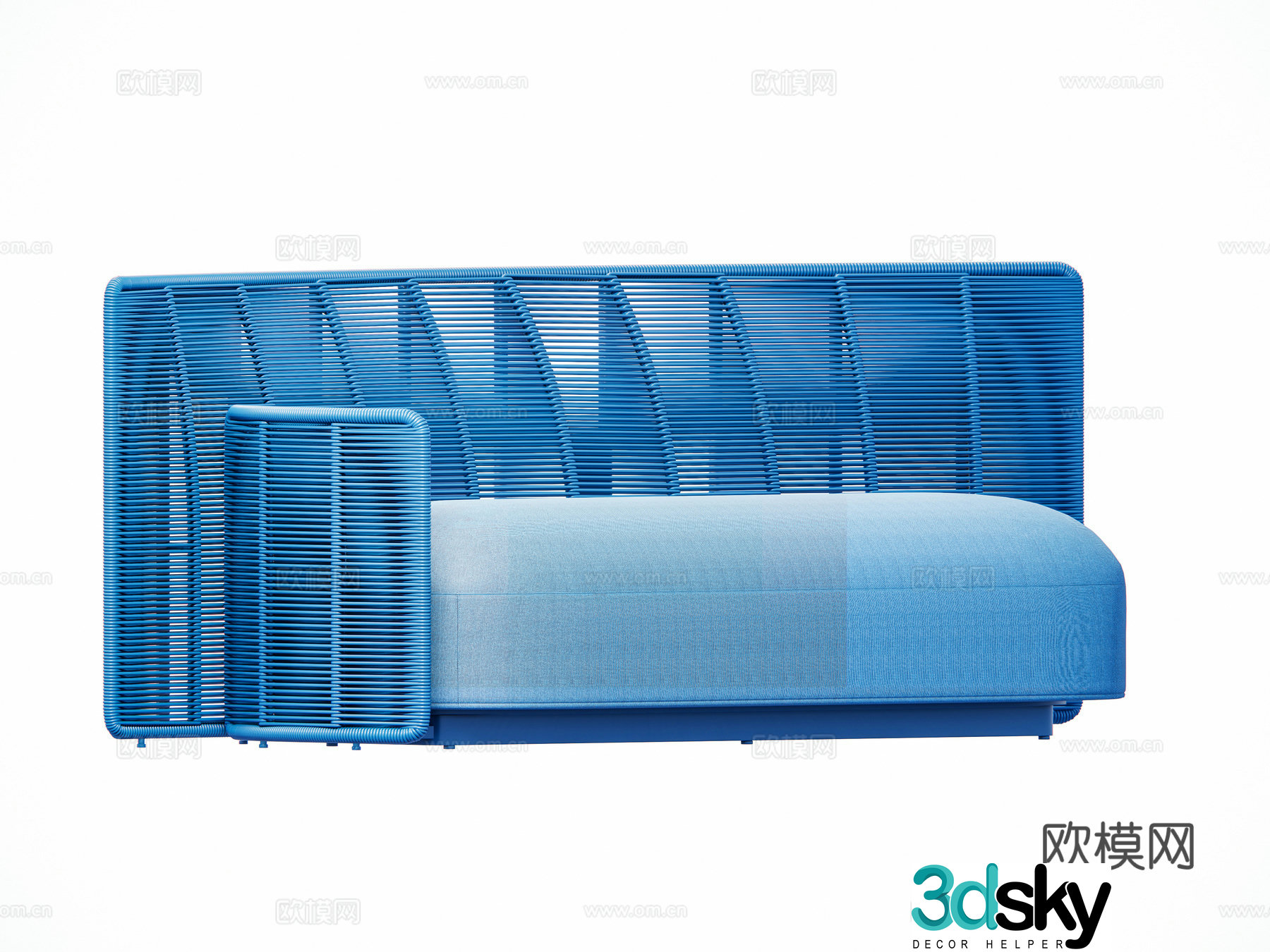 Modern American style outdoor patio terrace casual sofa three-person sofa metal fabric rope braided sofa set 3D model