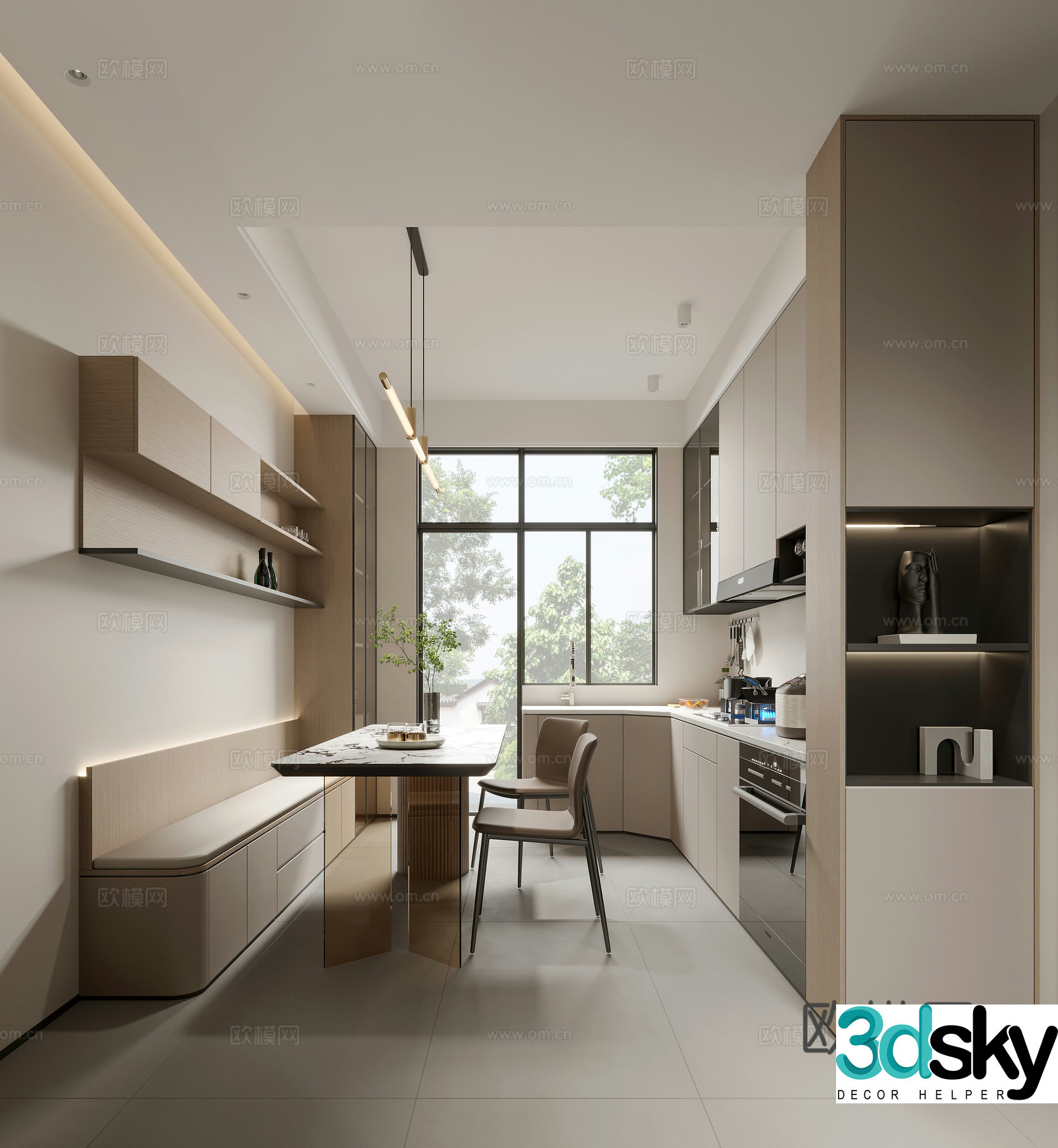 Modern booth restaurant 3d model