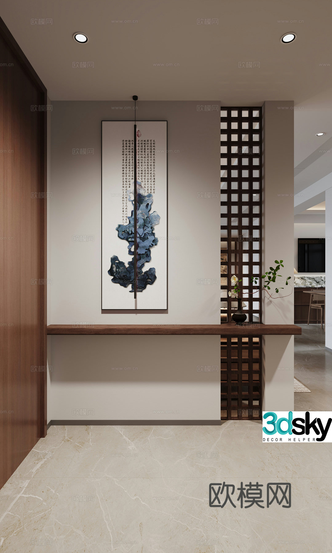New Chinese style home entry 3D model