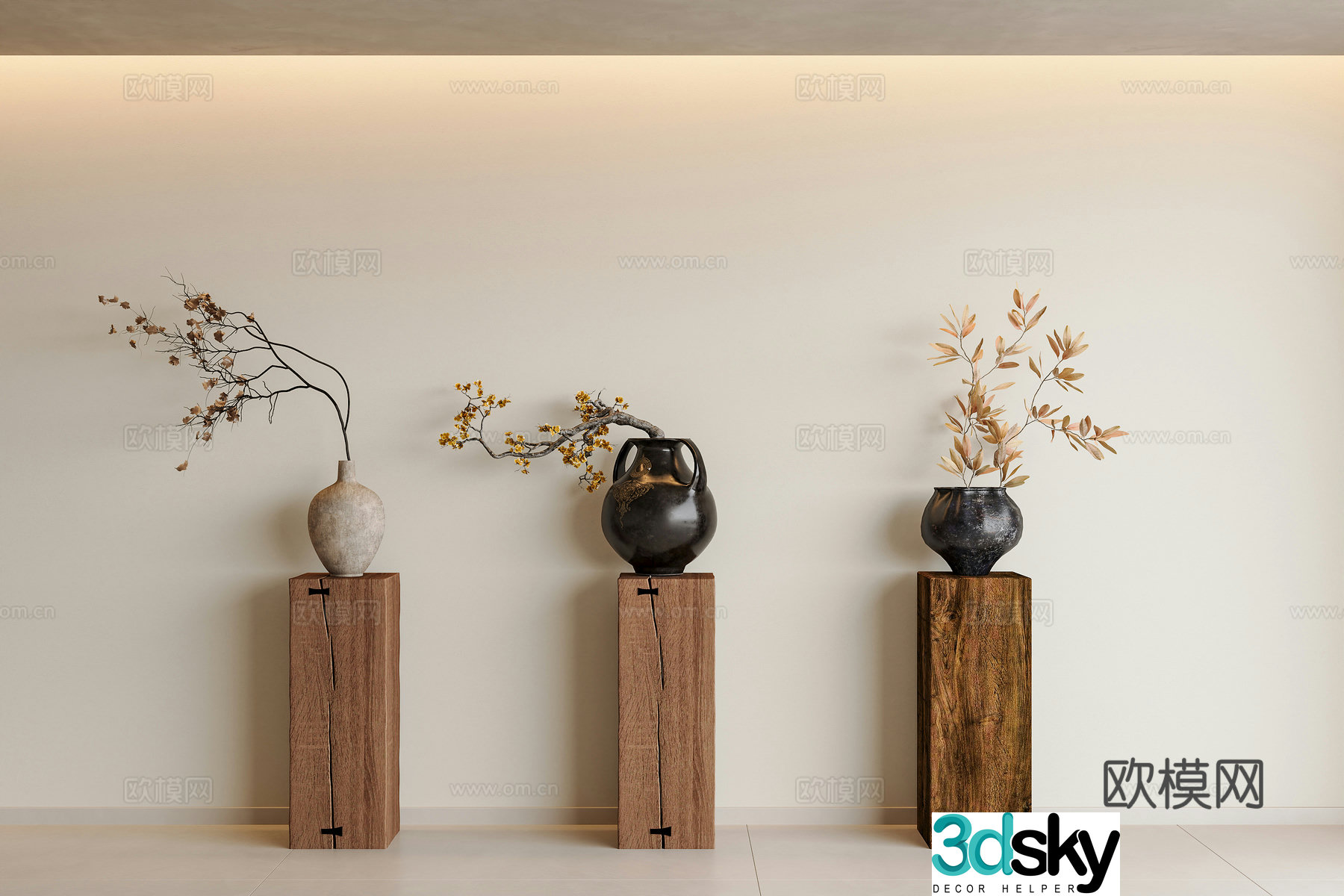Middle Ages of Wabi Sai Flower Art Dry Branches Potted Dry Branches Medium Ages of Dry Branches Ornaments Wabi Sai Shi Dry Branches 3D Model