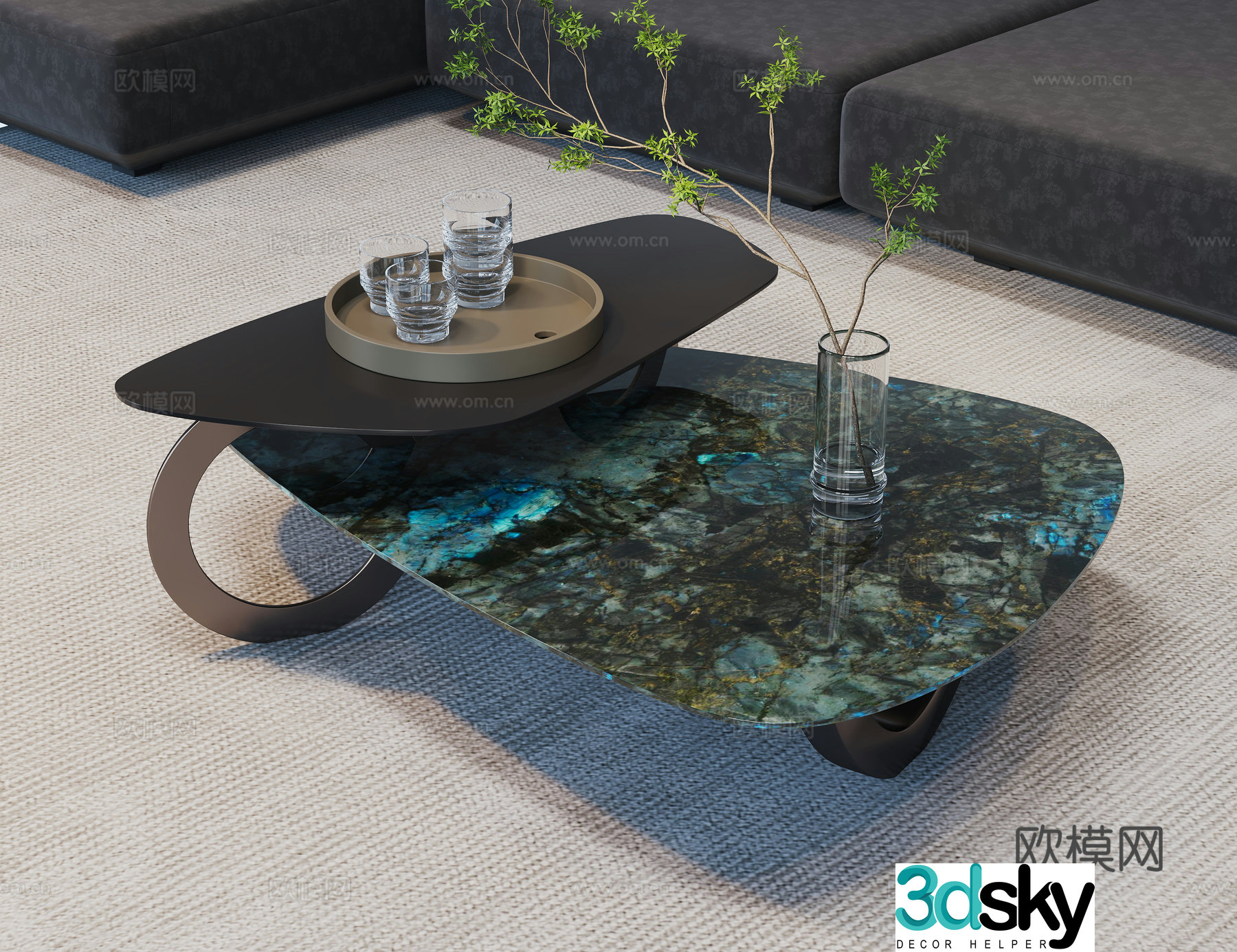 Modern coffee table marble coffee table special shape coffee table letter coffee table coffee table ornament 3D model