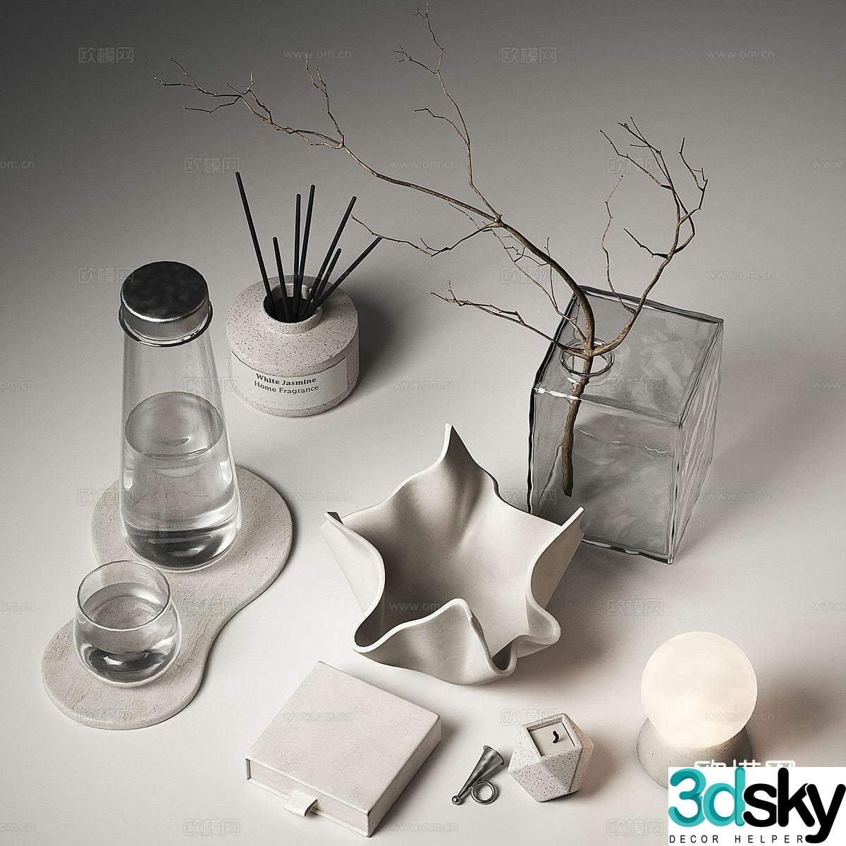 Modern decoration ornament combination Wasabi wind decoration Wasabi wind ornament Vase ornament Desktop 3D model
