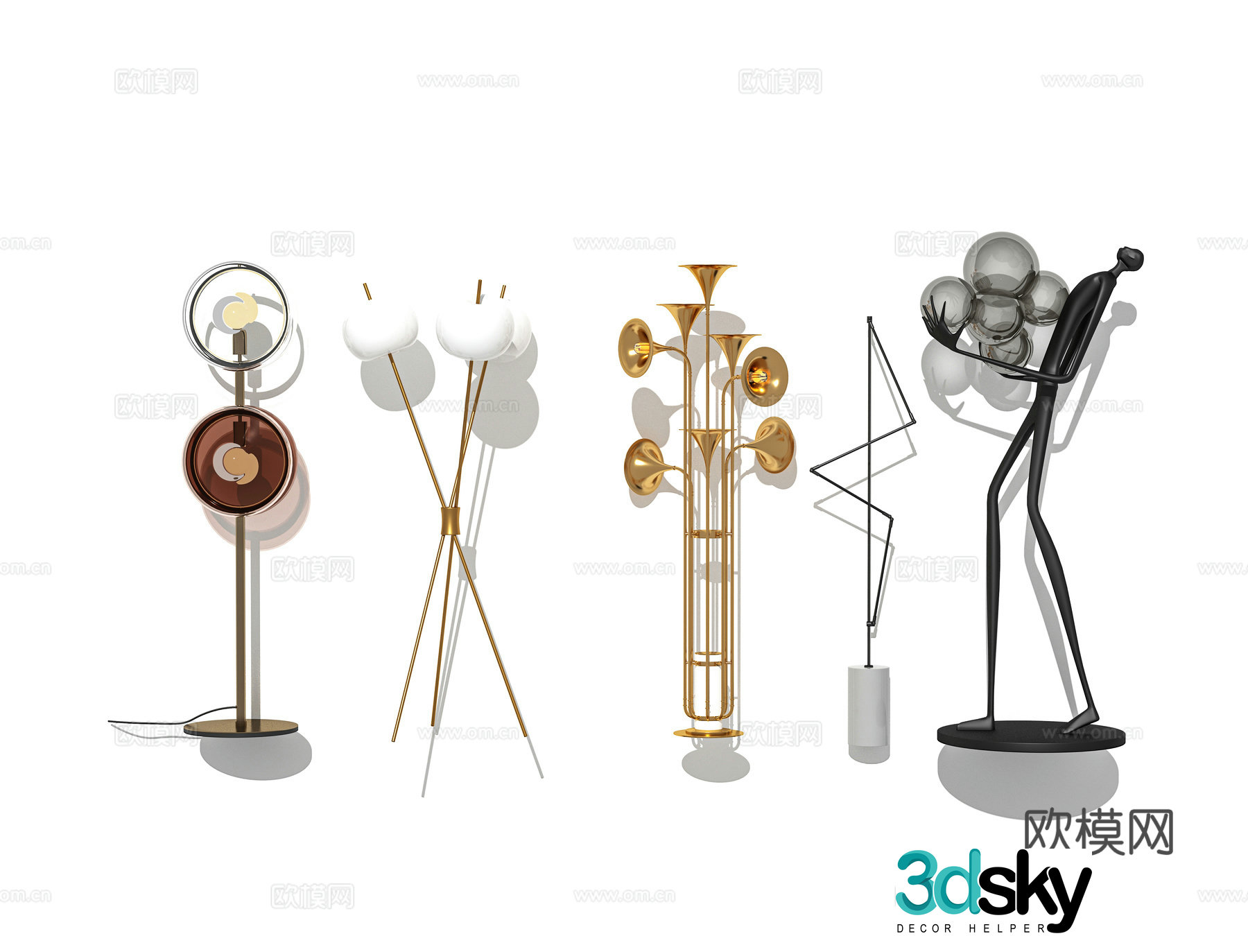 Modern Wasabi Lighting Fixture Indoor Bedroom Study Living Room Floor Lamp Ambient Light Combination 3D Model
