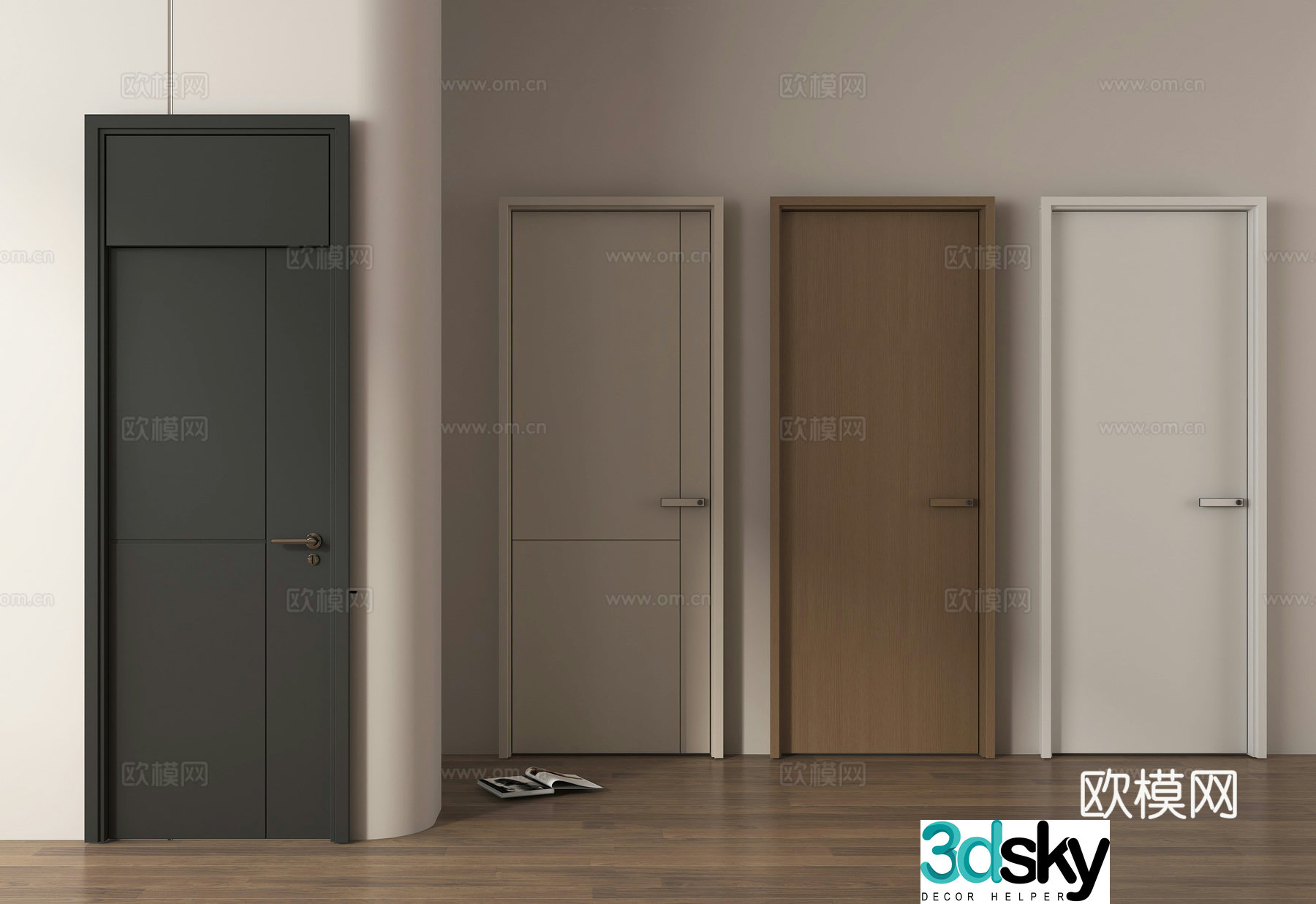 Single-open door entrance door bedroom door 3d model