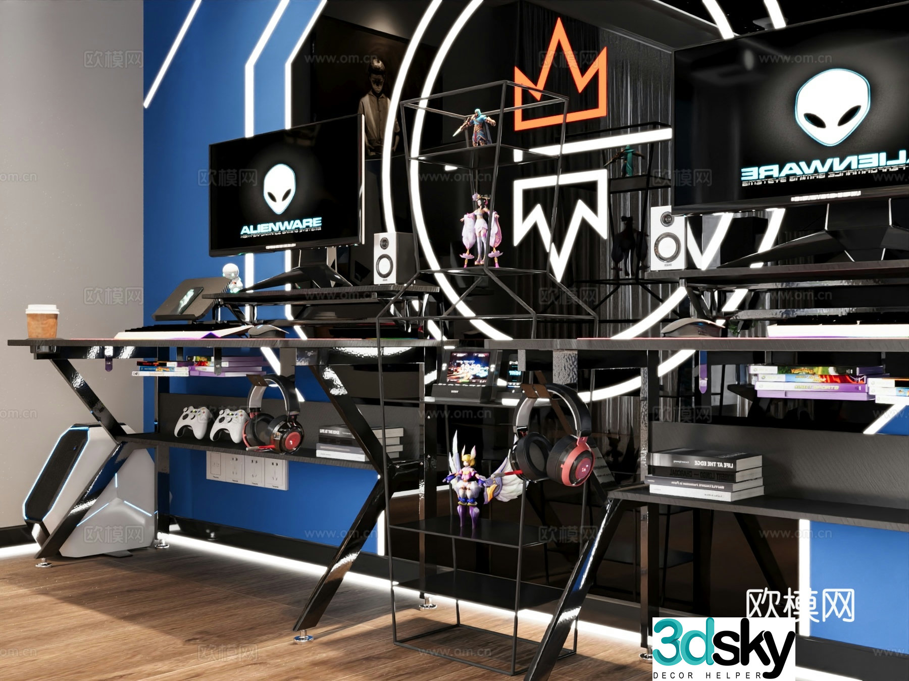 Modern desk computer desk e-sports desk host alien 3d model