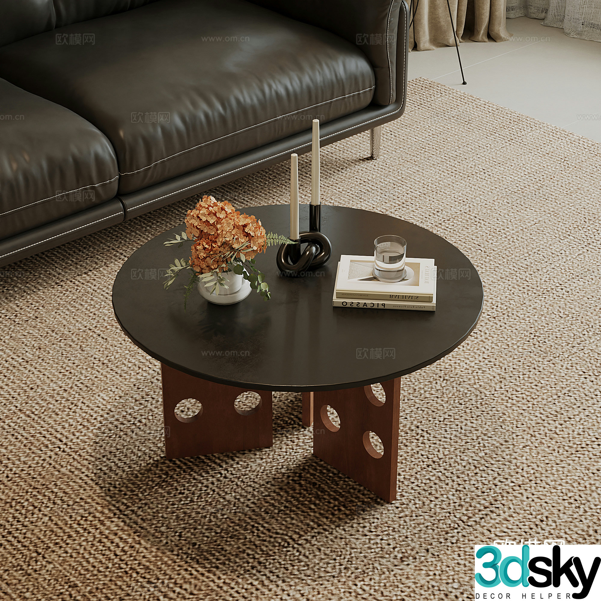 Middle-aged walnut tea table 3D model