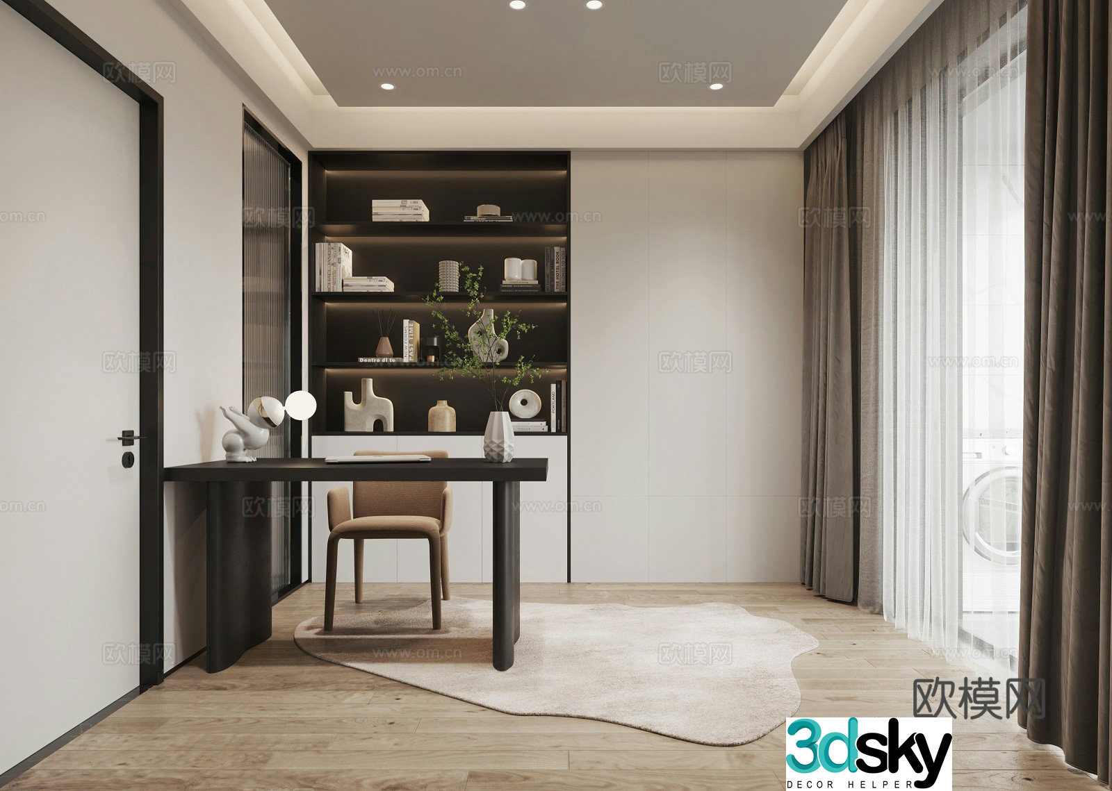 Modern simple study 3d model