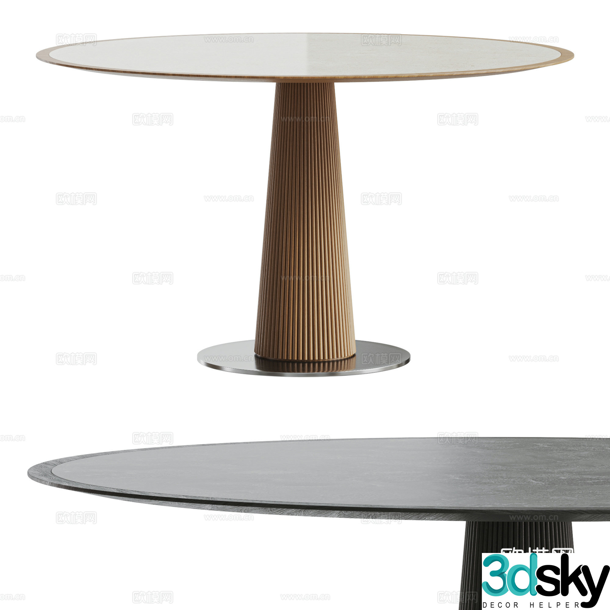 Middle Ages Wasabi Dining Table Round Dining Table Nordic Dining Table Log-White Dining Table Solid Wood Dining Table Rock Slab 3D Model