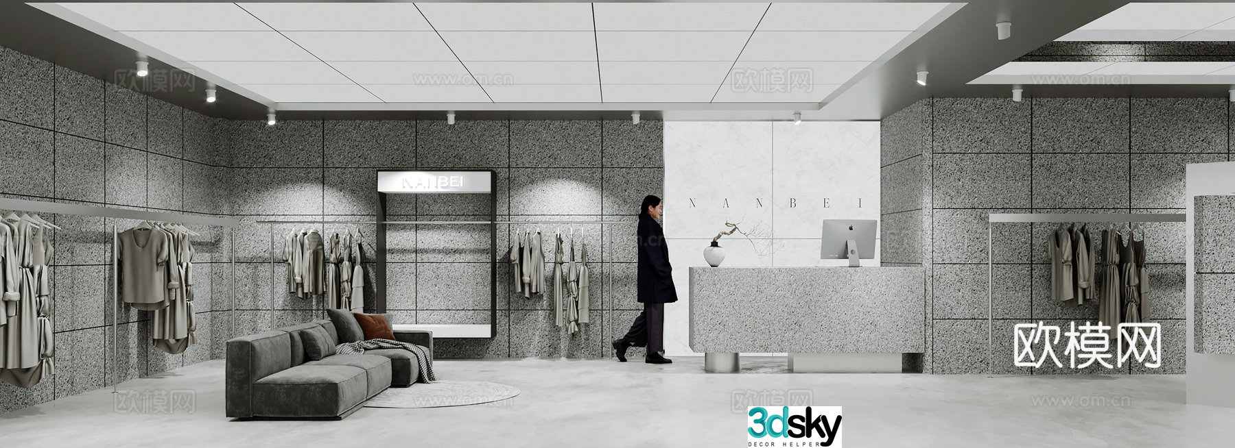 Modern minimalist women’s clothing store Clothing exhibition hall live room Clothing door facade Clothing clothing 3d model