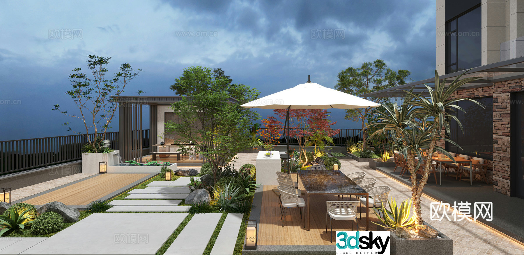 Villa courtyard garden 3d model