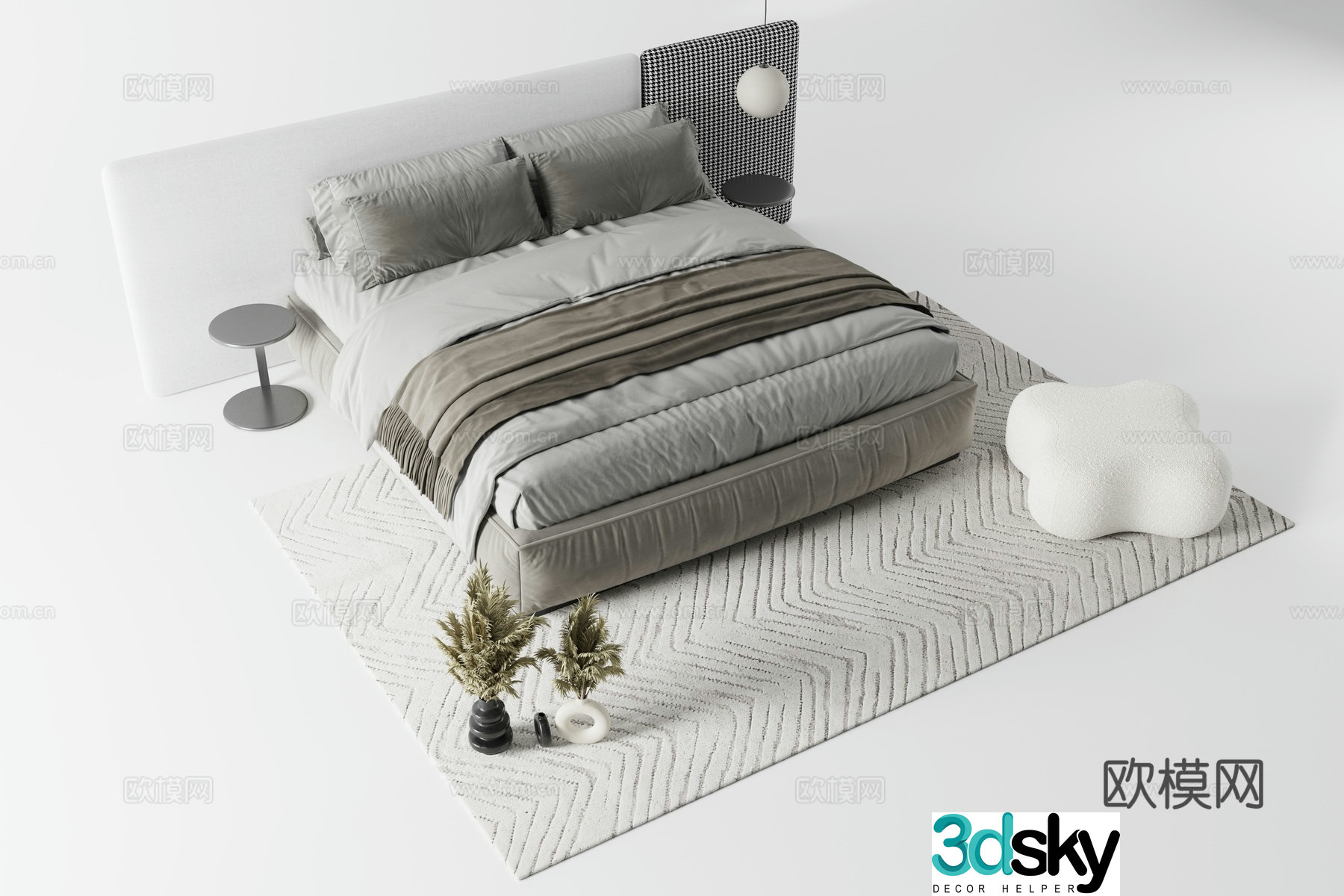 Double bed Master bedroom Single bed Bedroom 3d model