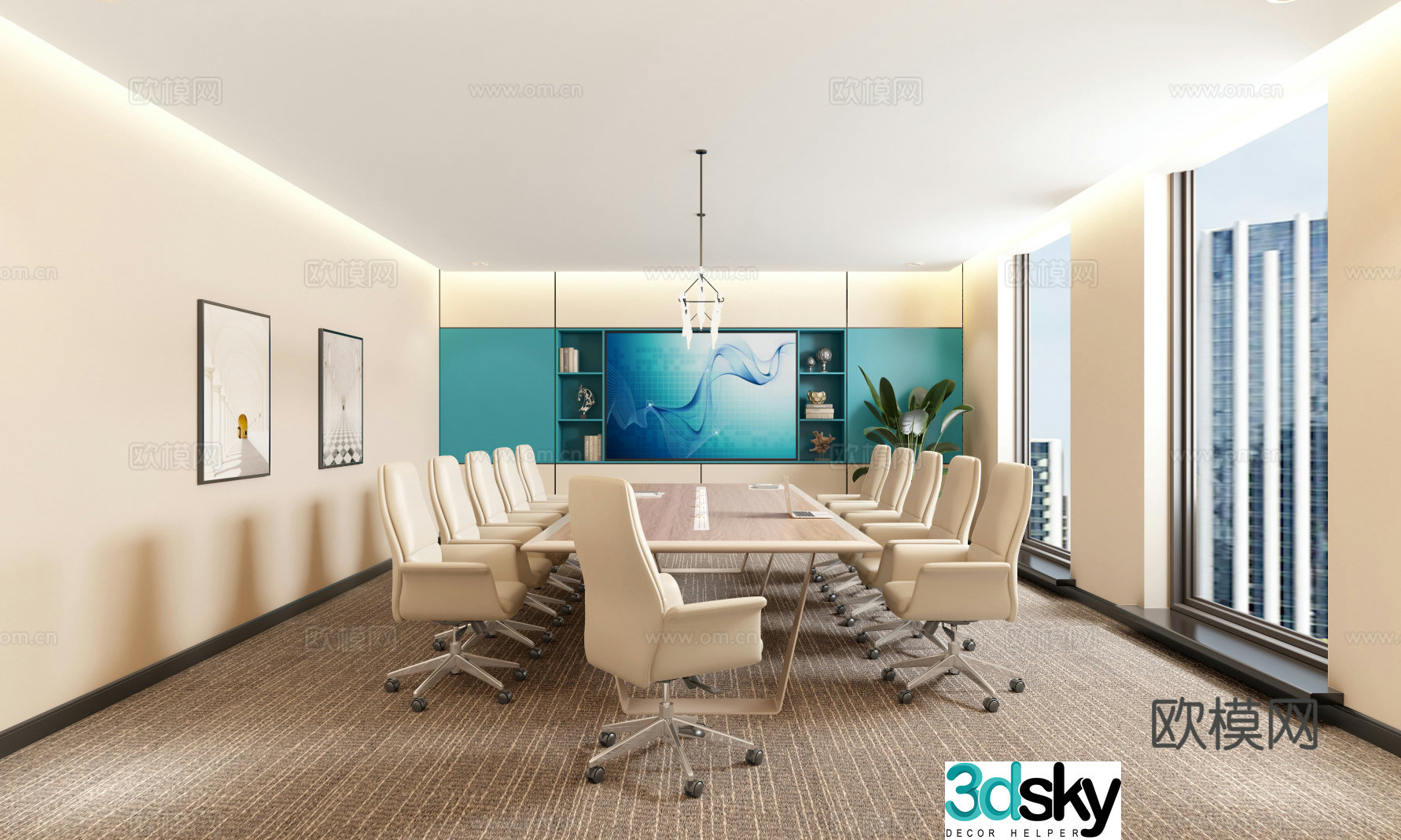 Modern conference room Negotiation room Study and seminar room Reception room Training room 3D model