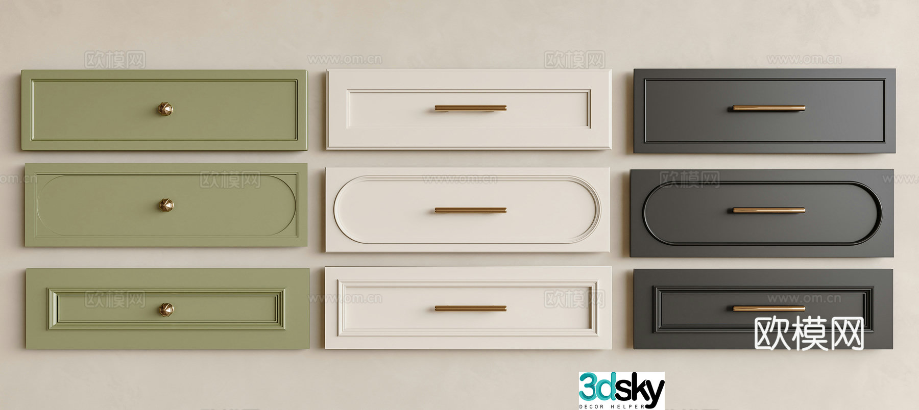 French mid-style cabinet door drawer door French drawer door French cabinet door Medium-style drawer door French 3D model