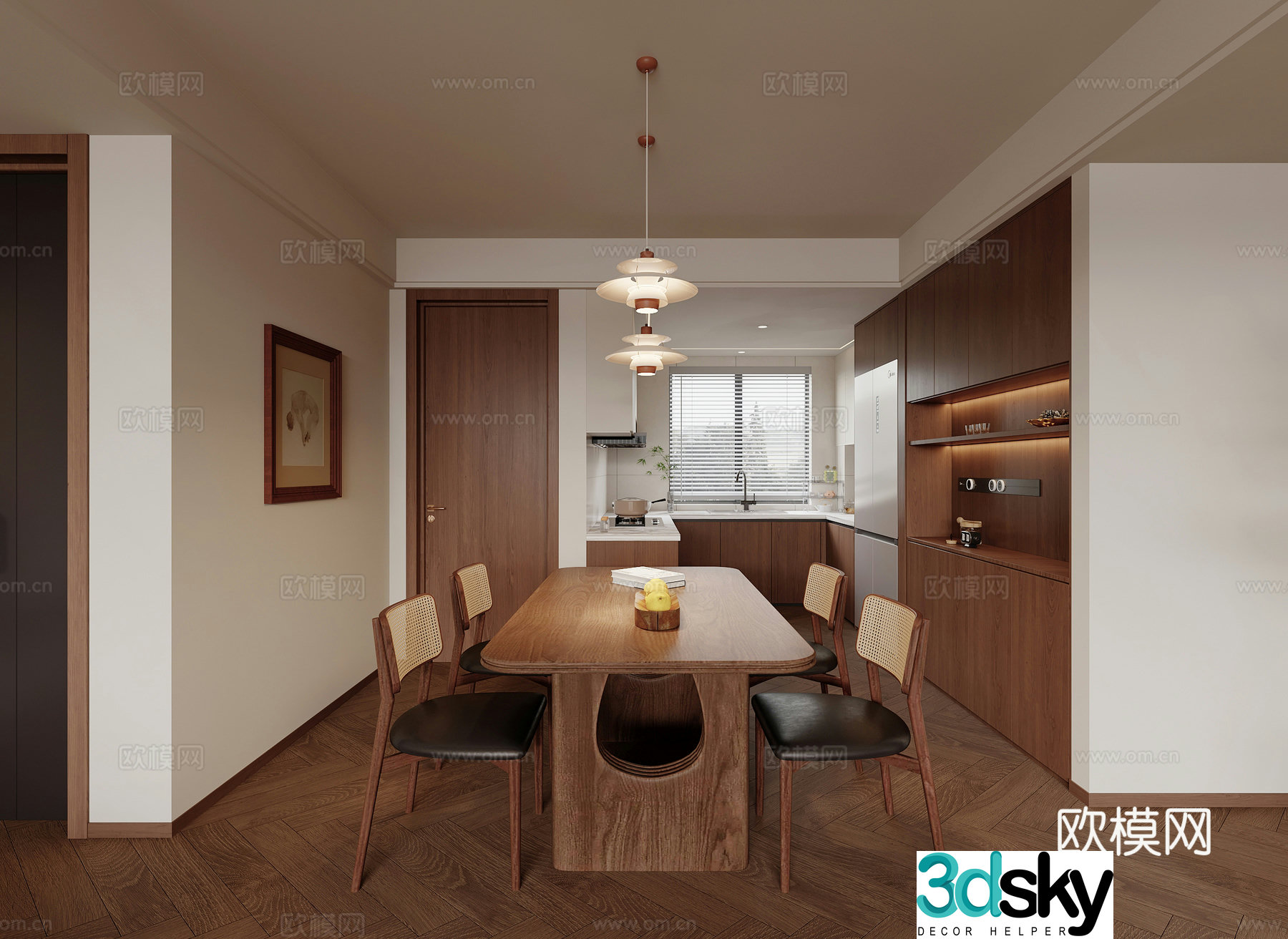 Medium style restaurant kitchen 3d model
