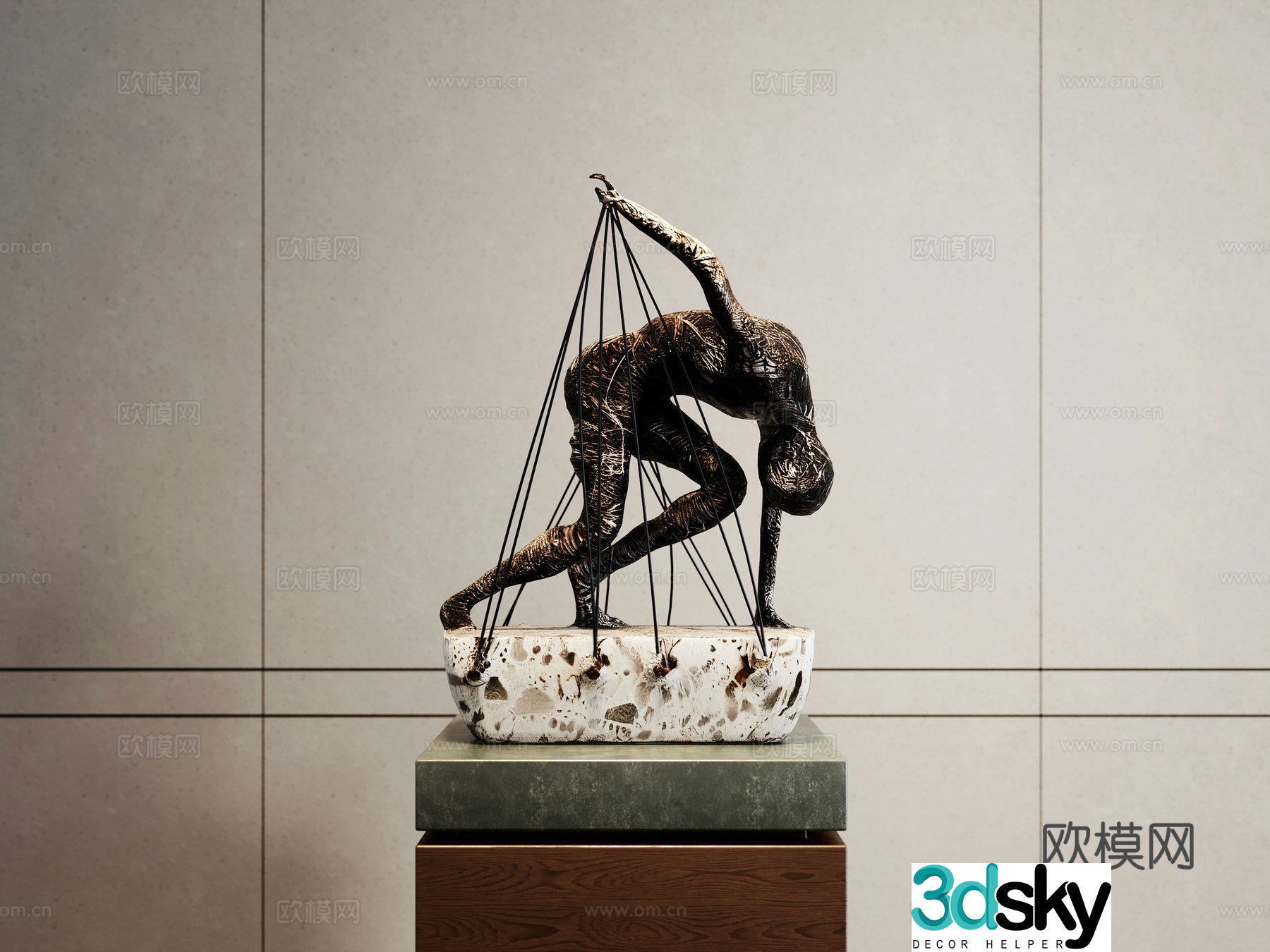 Modern iron sculpture ornament 3d model