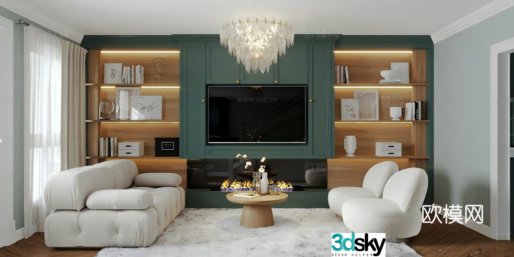 French living room Simple European living room Simple living room French sofa coffee table combination Nordic living room French 3D model