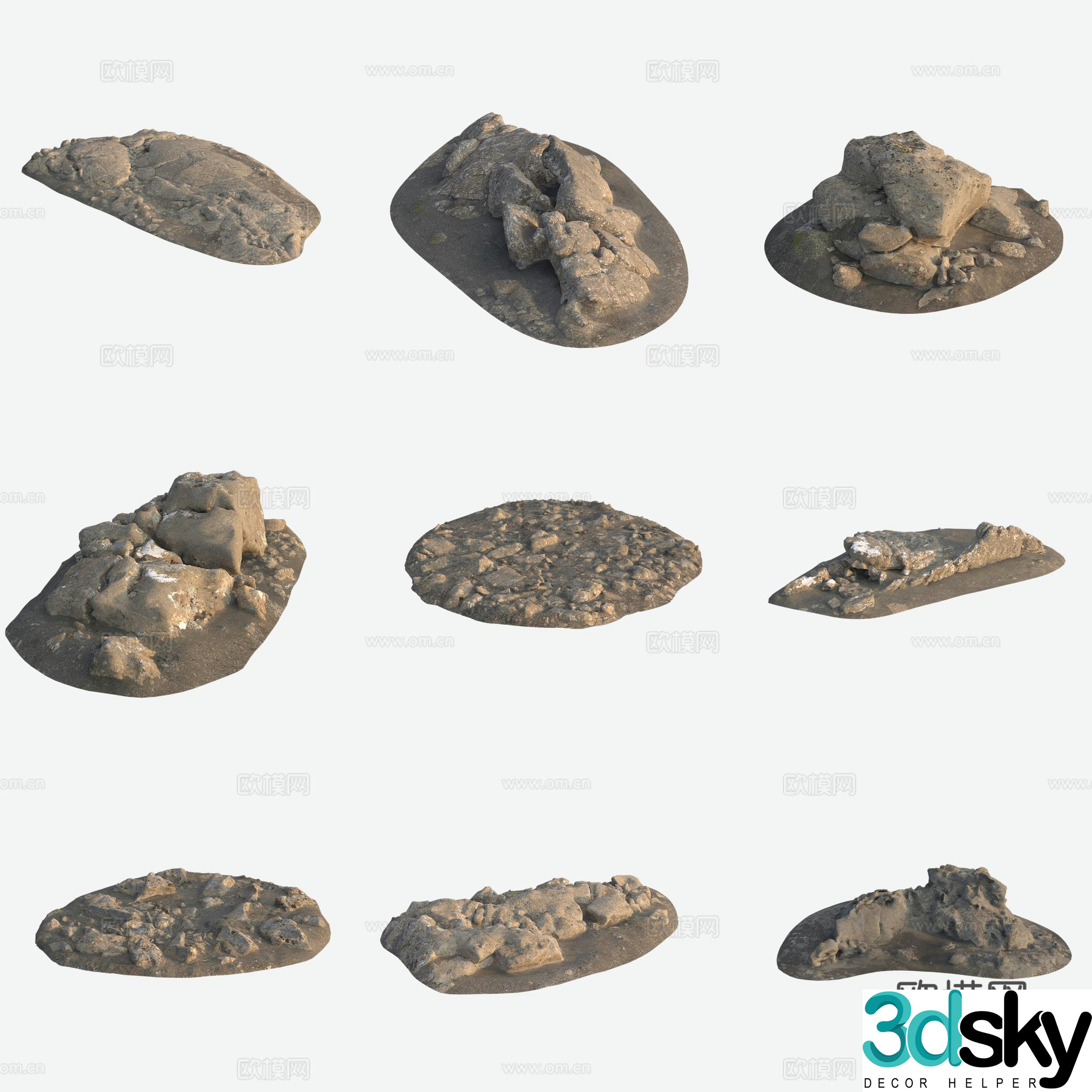 Rock volcanic stone large stone pile 3d model