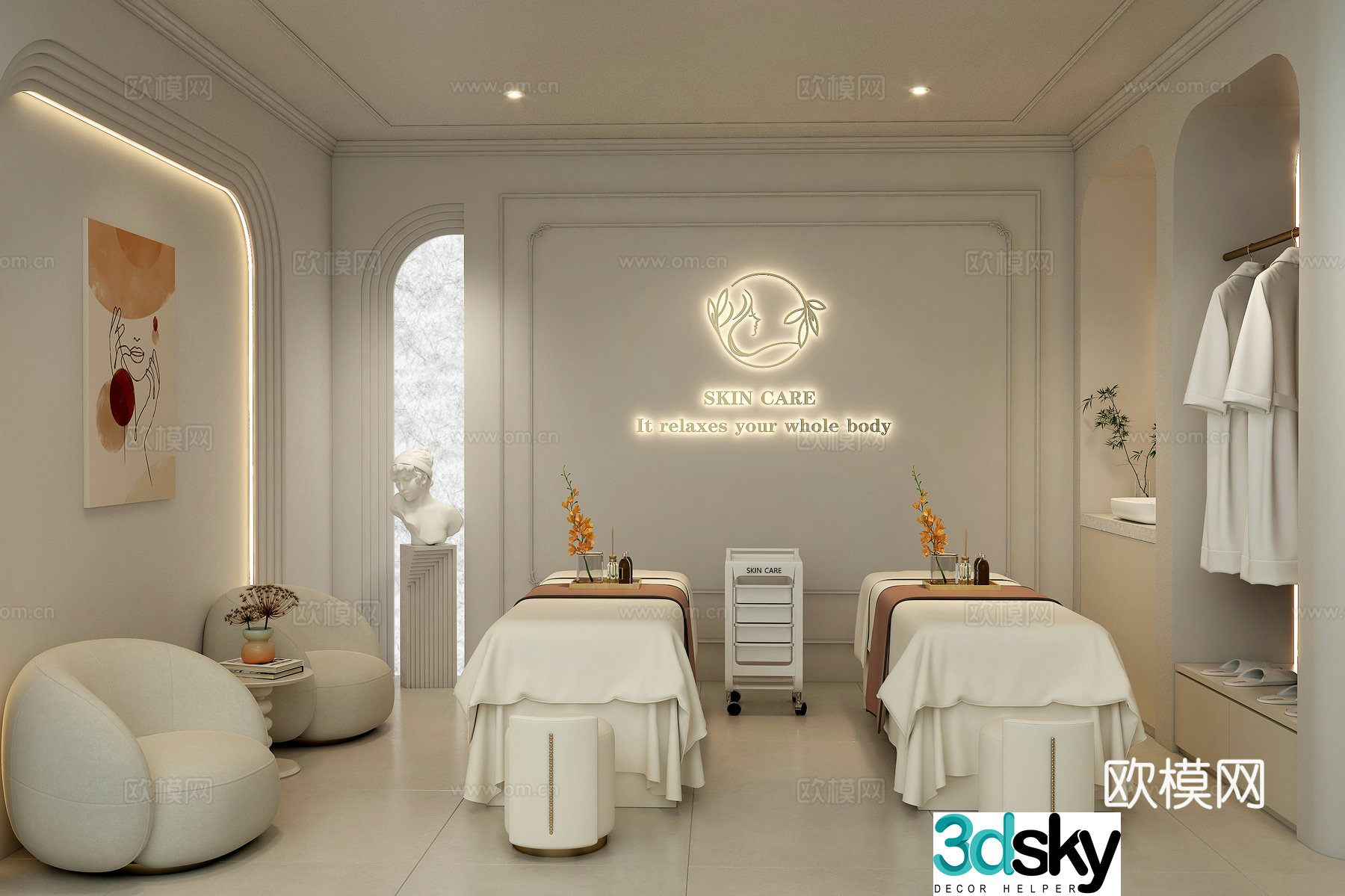 French beauty salon Beauty private room French beauty spa Beauty salon design Beauty salon casual 3D model