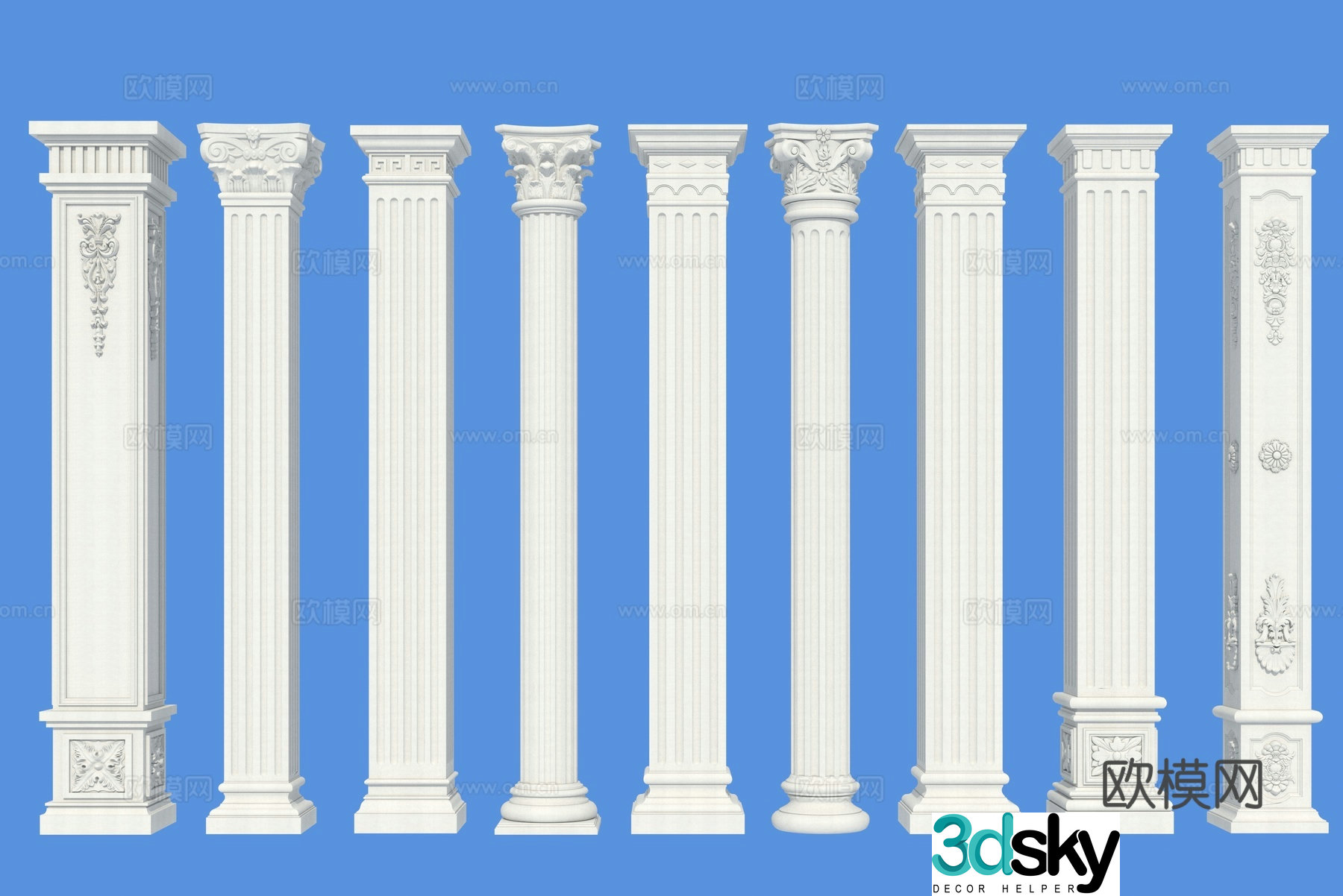 European column Roman column Angle column 3D model