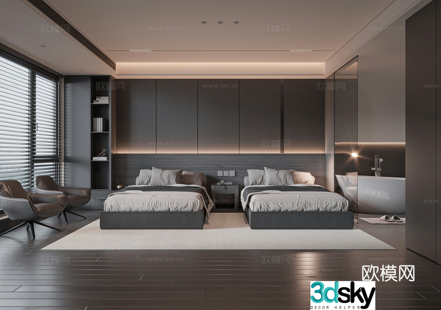 Modern hotel room King room Hotel room Standard room Hotel hotel Hotel bathroom Hotel 3d model