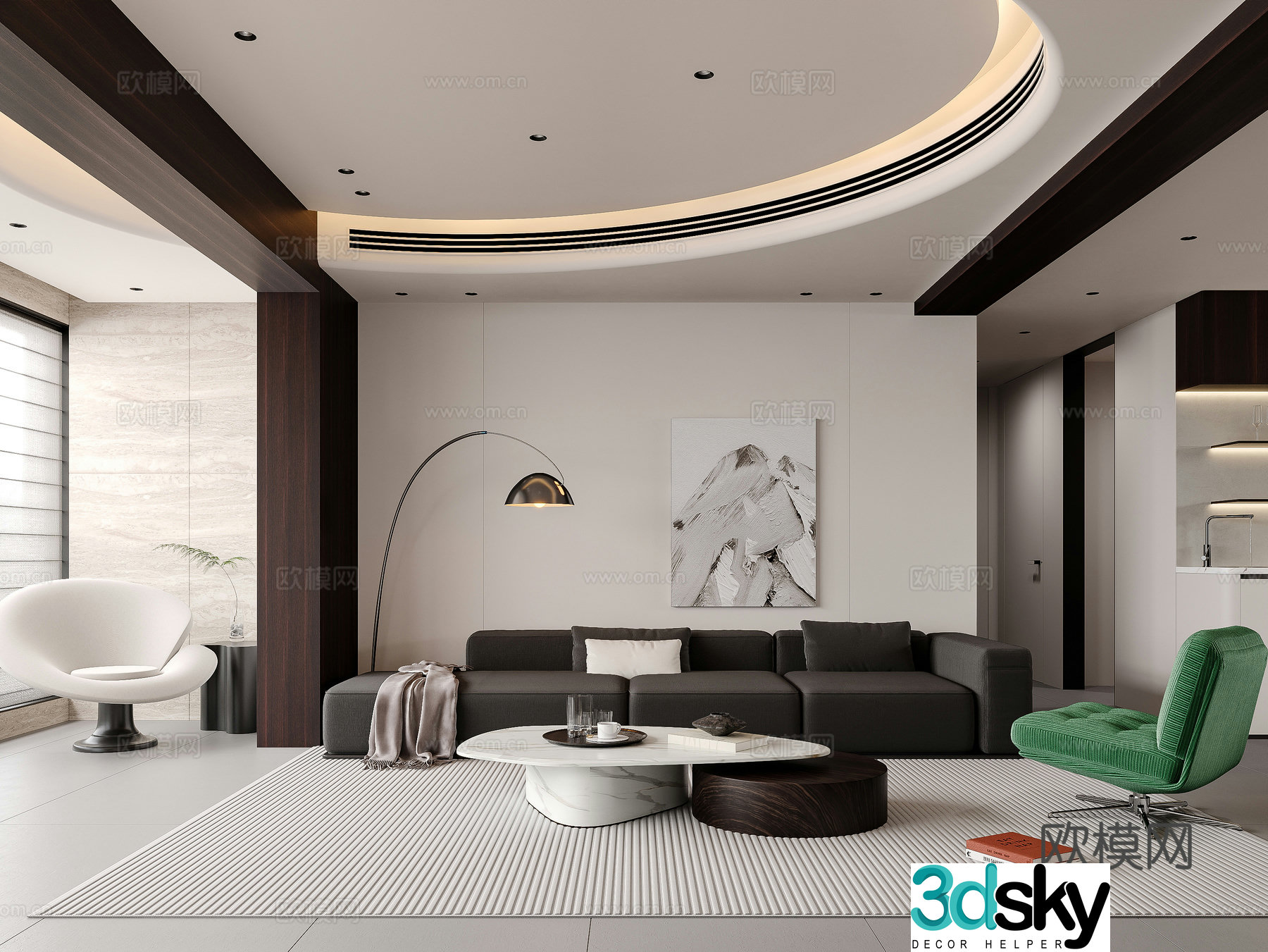 Modern Italian dining room 3d model
