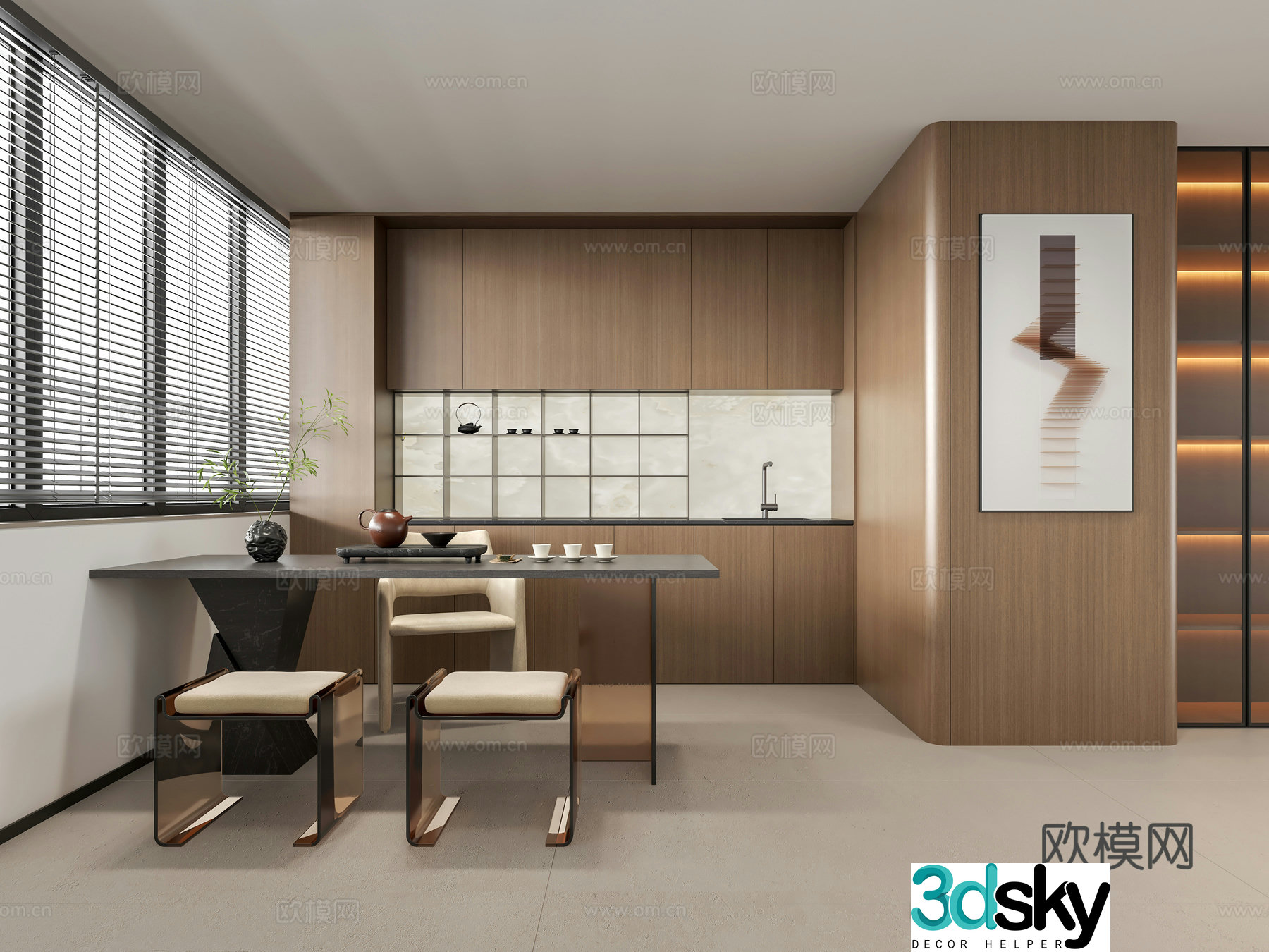 Italian light luxury tea room 3D model