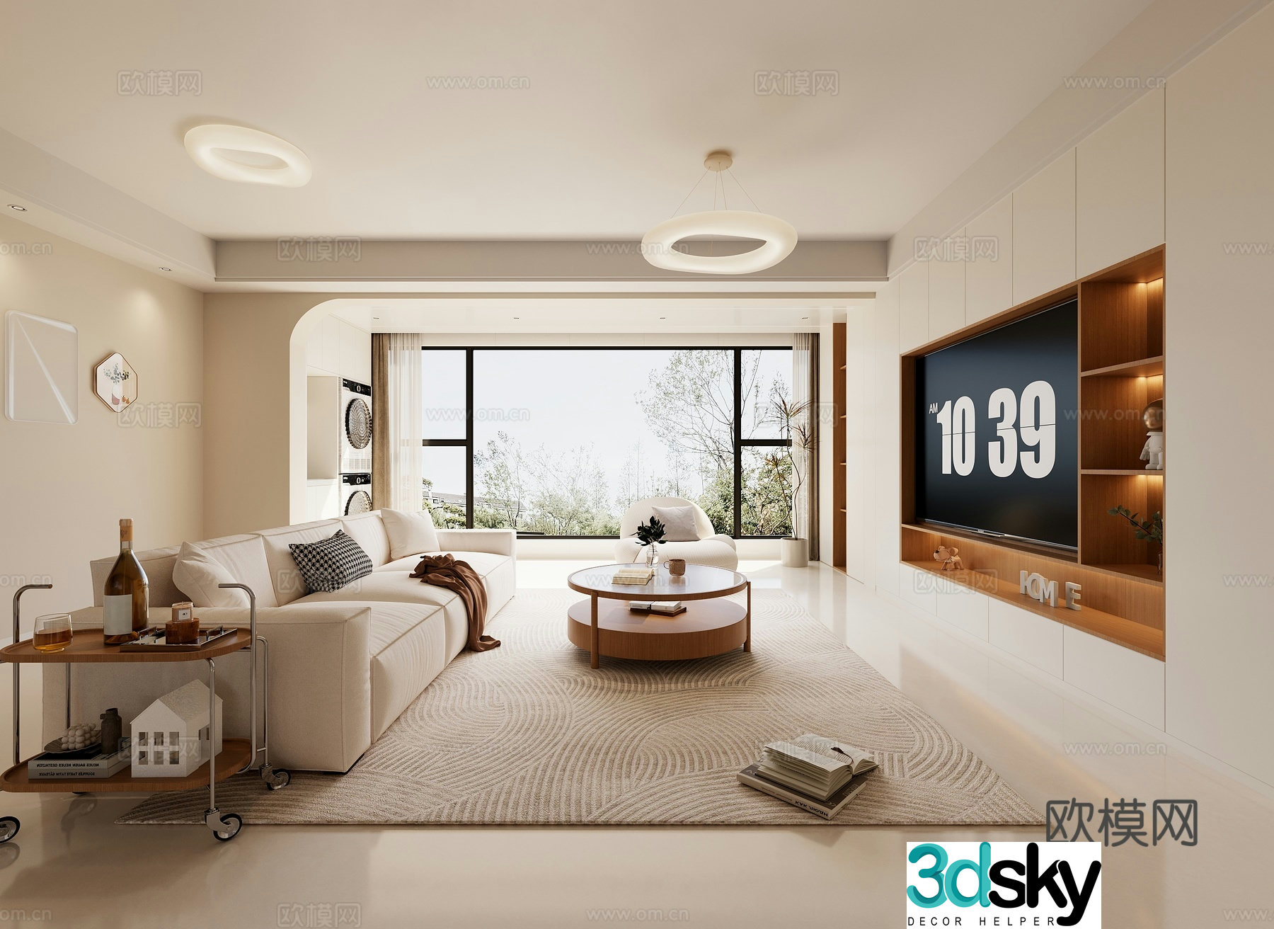 Creamy living room 3d model