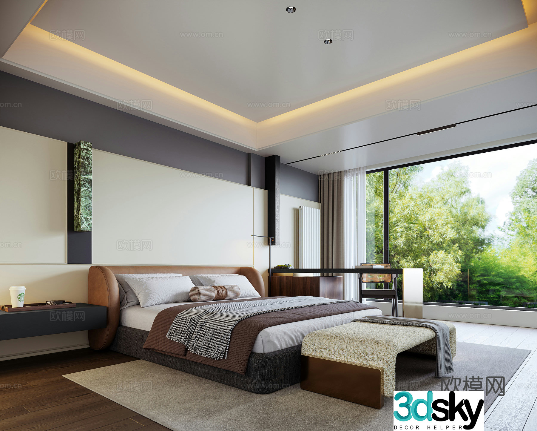 Modern home master bedroom 3d model